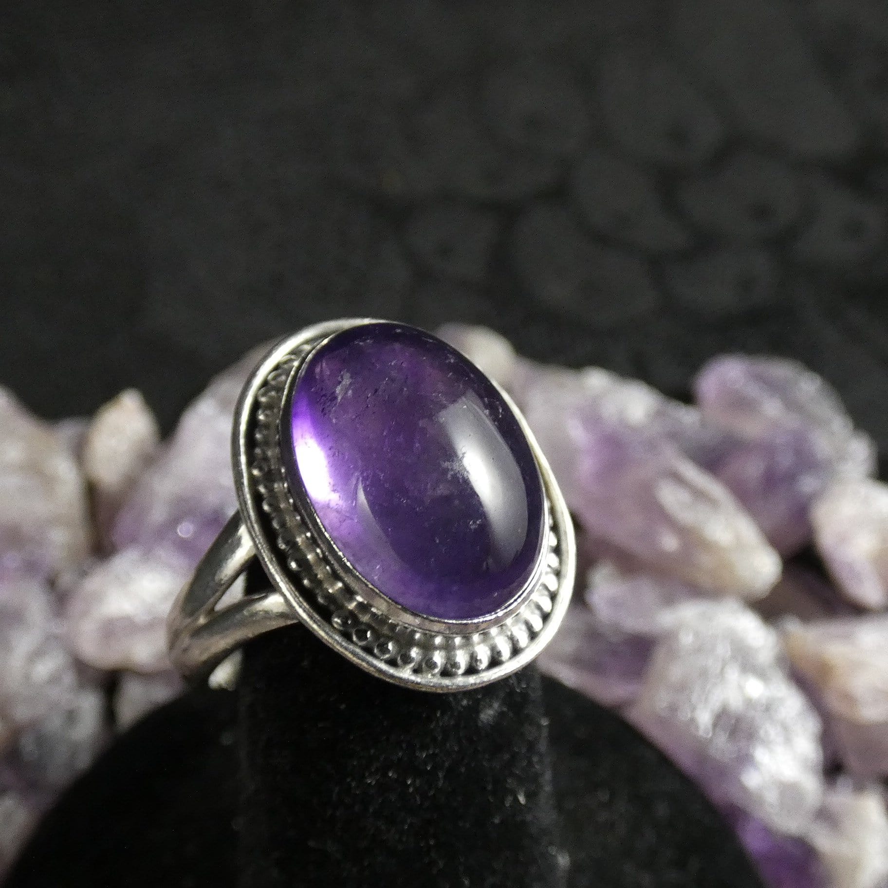 Natural Amethyst Sterling Silver Ring for Women Size 7.25 - Elegant Jewelry Gift for Birthday, Anniversary & Special Occasions