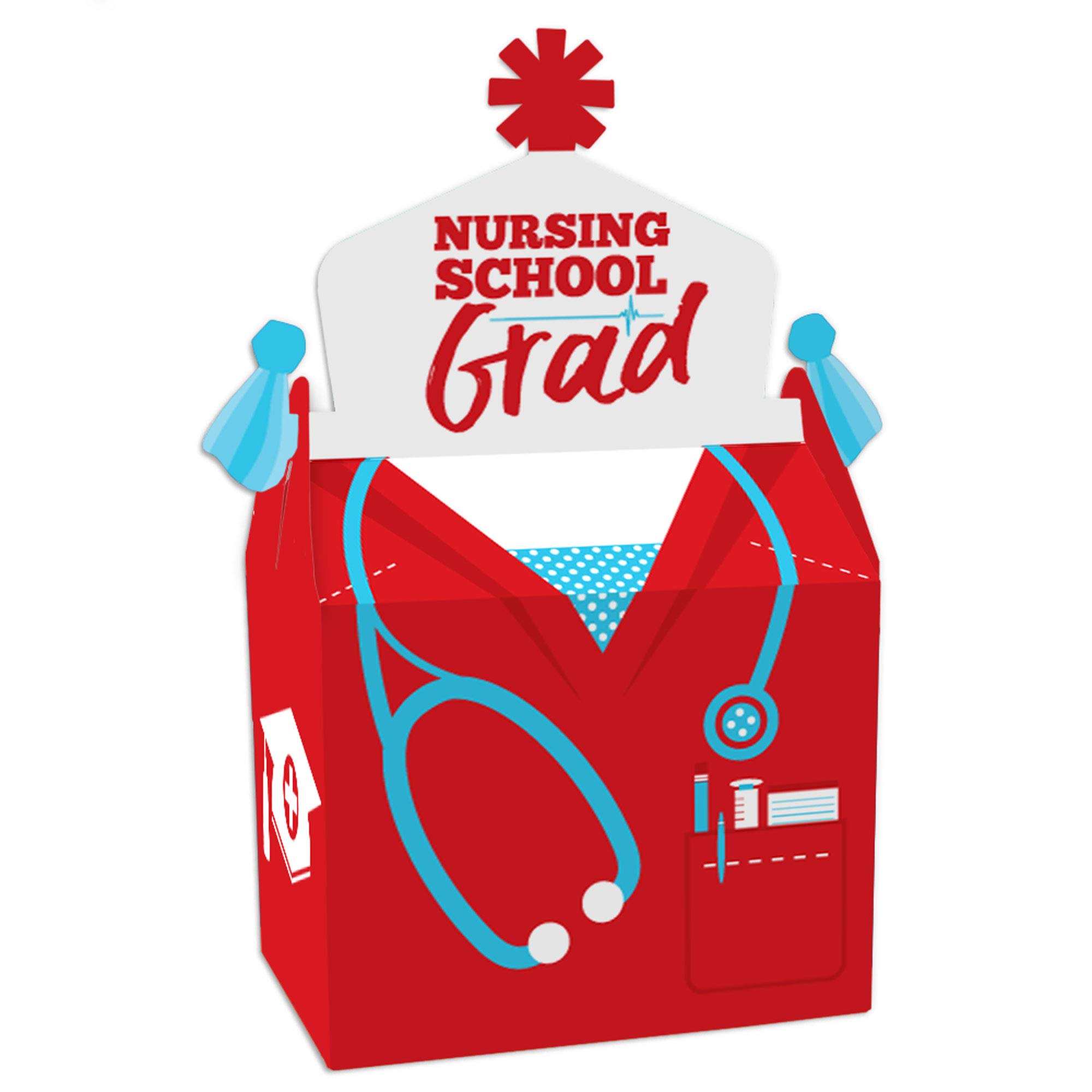Nurse Graduation Treat Box Party Favors - Set of 12 Medical Nursing Goodie Gable Boxes for Graduation Celebrations & Healthcare Events