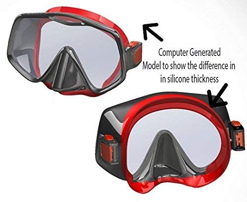 ATOMIC AQUATICS Frameless 2 Scuba Diving Mask - Wide Clear View Snorkeling Gear with Soft Face Seal & Travel Case (Large Fit) - Perfect for Underwater Exploration, Ocean Adventures and Marine Life Observation