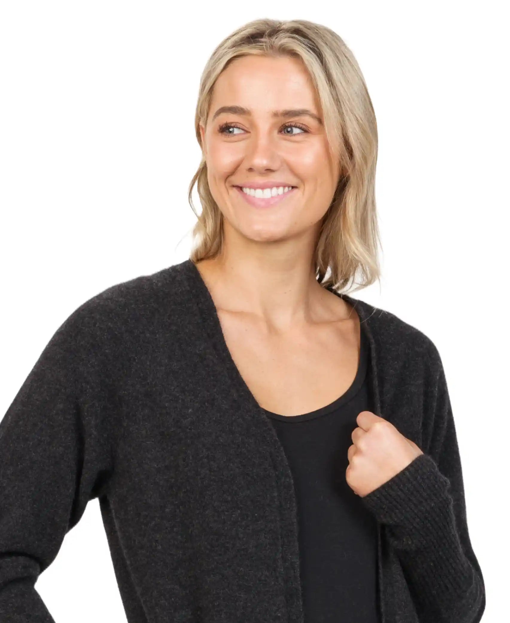 Charcoal Women's Longline Cardigan Sweater - Soft Open Front Duster Coat for Fall & Winter - Perfect for Office, Date Night & Casual Outfits