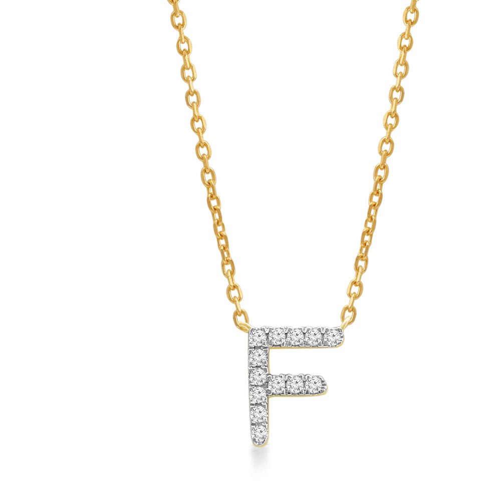 14K Yellow Gold Diamond Initial Charm Necklace - Personalized Classic Jewelry for Women | Perfect Gift for Birthday, Anniversary & Valentine's Day