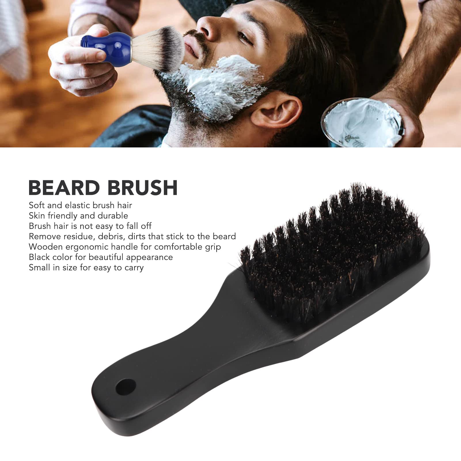 Premium Wooden Handle Beard Brush for Men - Soft Bristles for Styling, Grooming & Cleansing - Comfortable Home & Salon Use - Ideal for Beard Care, Styling & Daily Grooming Routine