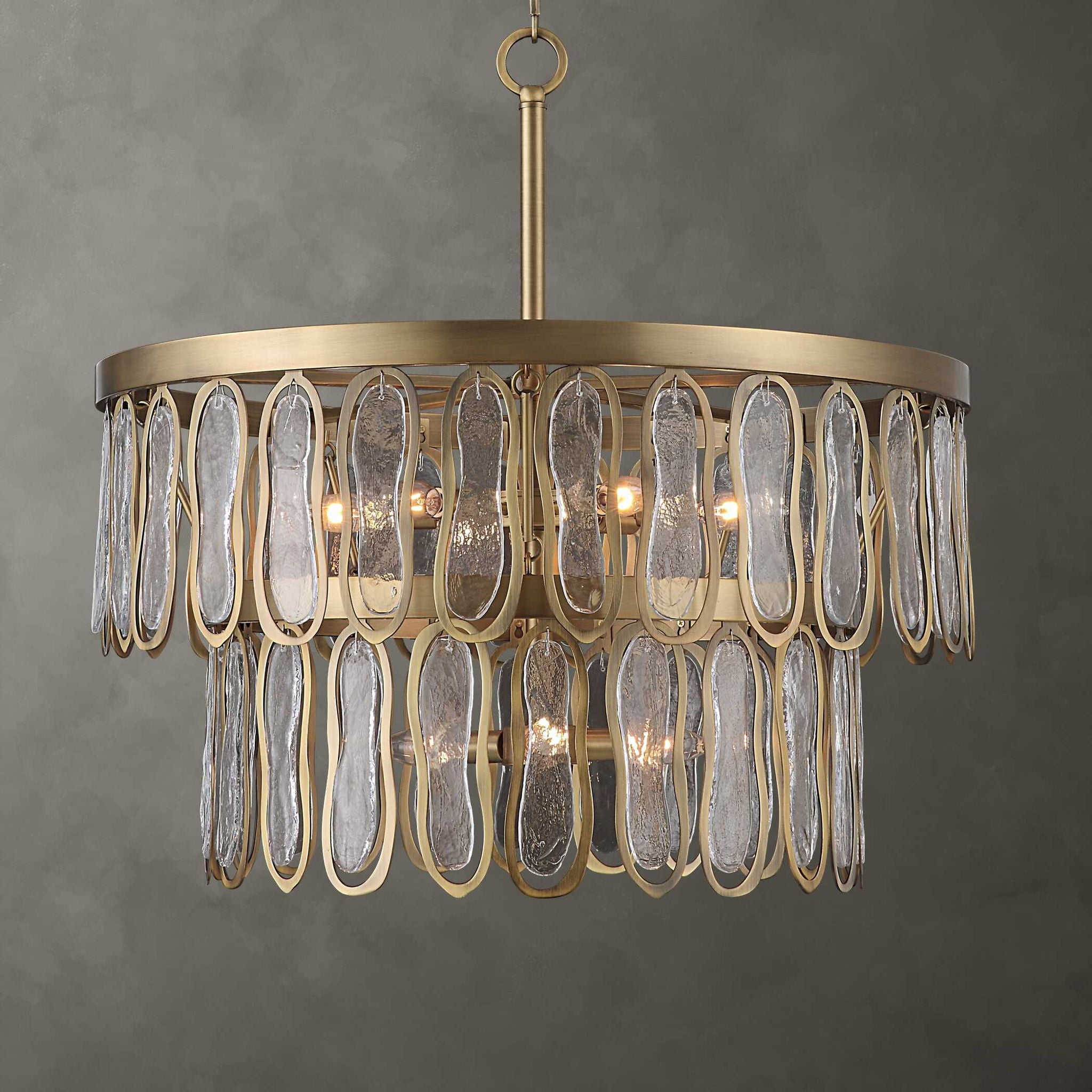 Aurelie 9-Light Round Brass Pendant Chandelier - Perfect for Dining Room, Kitchen Island & Modern Home Decor