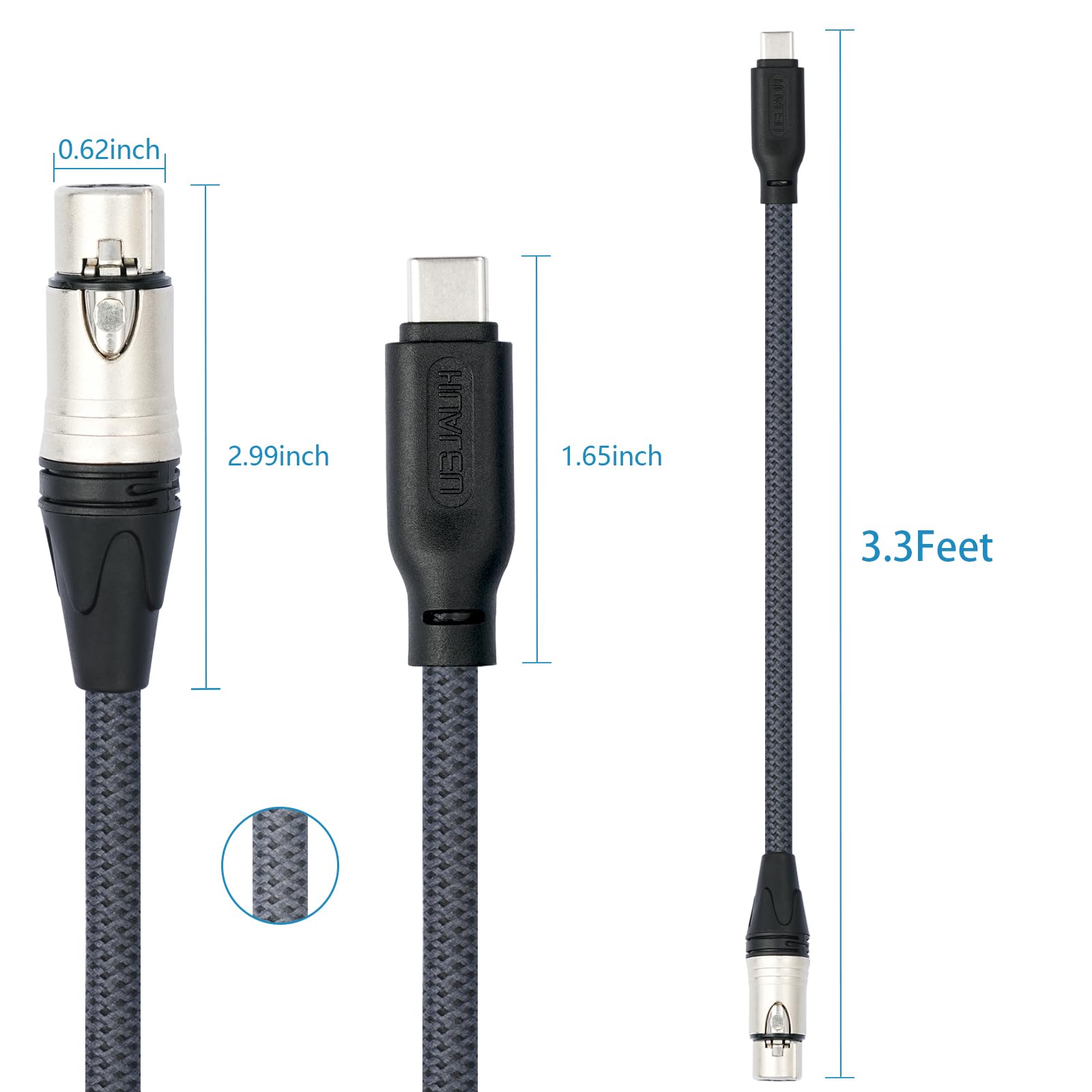 3.3FT Female XLR to USB C Microphone Cable - Professional Audio Connector for Dynamic Mics, iPhone 15, iPad, Laptop & Tablet - Perfect for Podcasting, Live Streaming & Home Recording