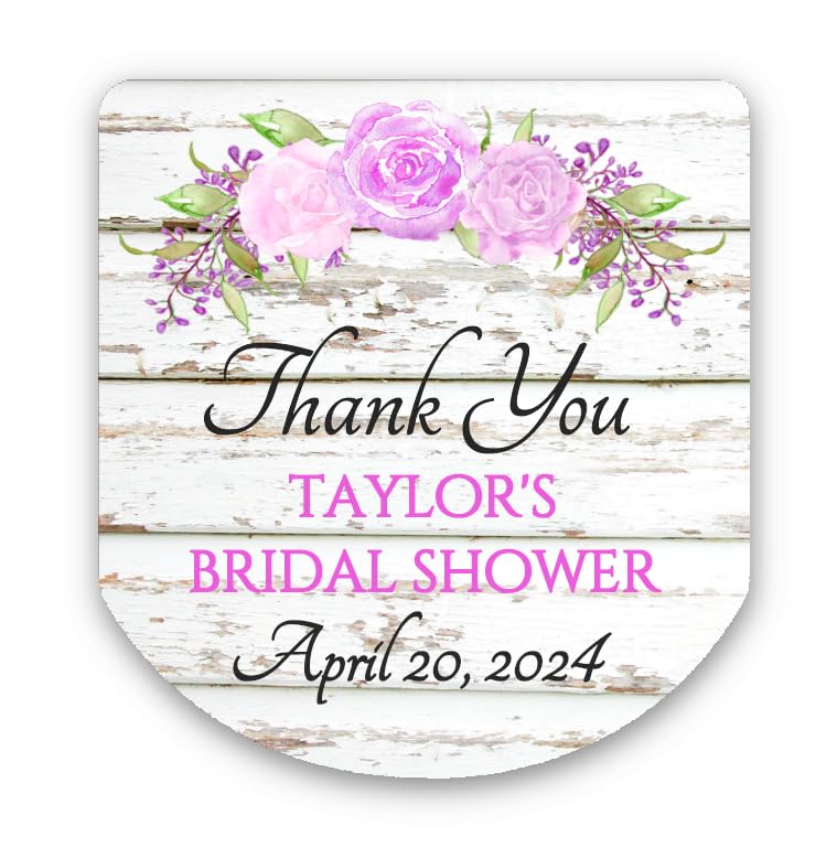 Personalized Rustic Farmhouse Floral Purple Lavender Hand Sanitizer Labels - 30 Pack for Bridal Showers, Weddings & Party Favors - Waterproof Stickers (LAV103) - Perfect for DIY Gifts, Event Decor & Favor Packaging