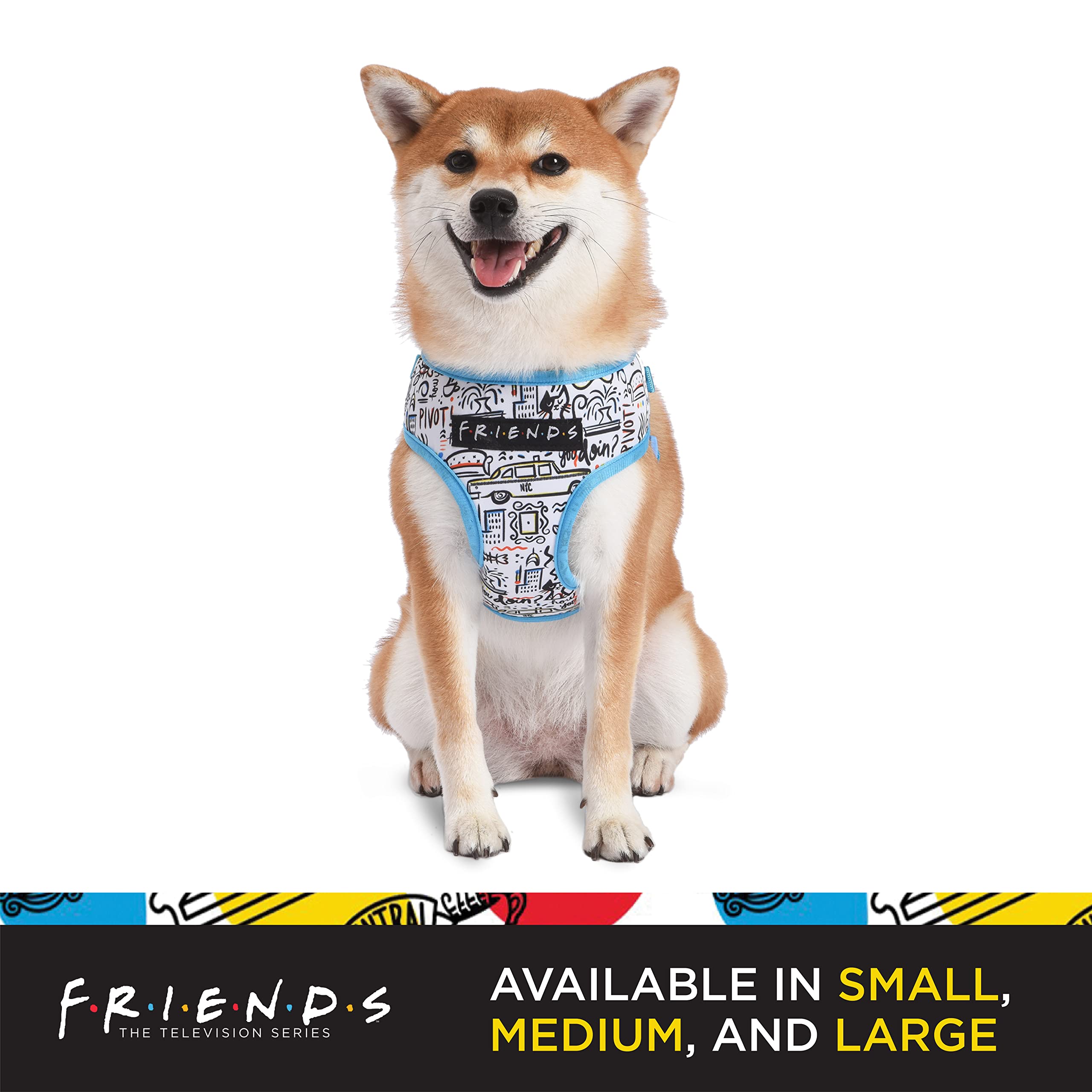 Small Dog Harness No Pull - City Doodle Blue Pet Vest with D-Ring | Adjustable Breathable Machine Washable Harness for Small Dogs (Size S) | Perfect for Walking, Training & Friends TV Show Fans