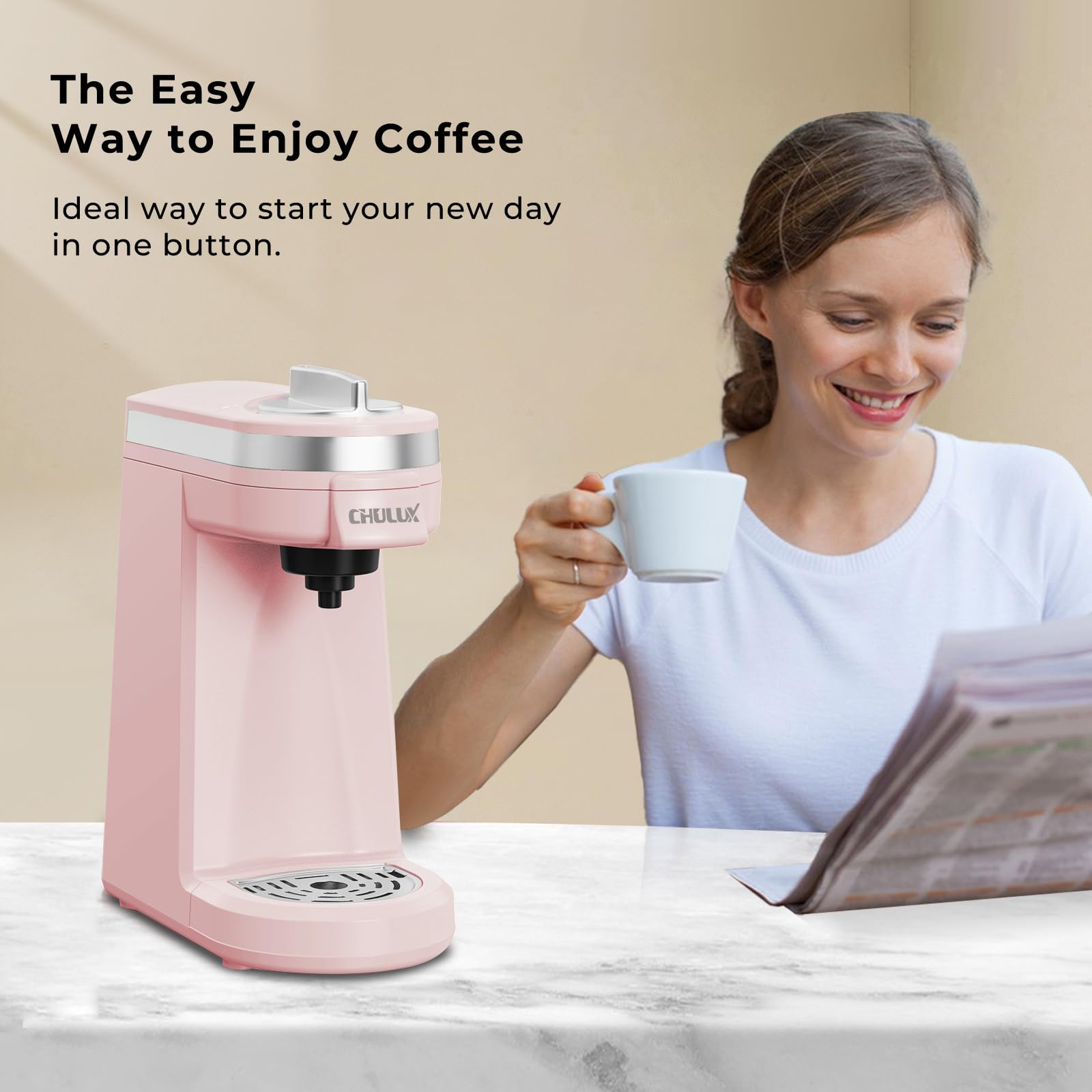 CHULUX 2-in-1 Mini Coffee Maker for K-Cups & Ground - Portable Single Serve for Home/Office