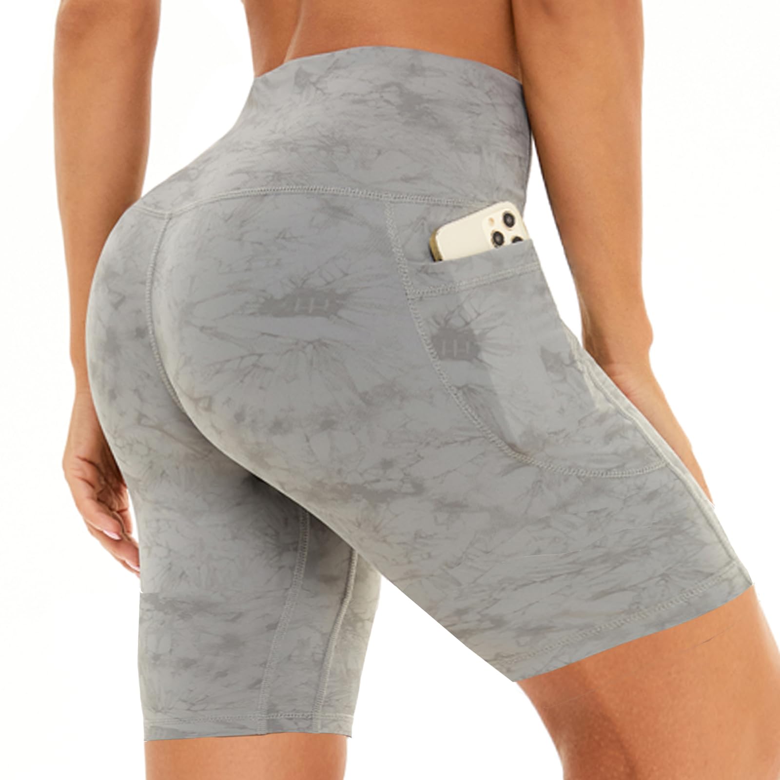 iniber Women's High Waist Biker Shorts with Pockets - Spandex Workout Yoga Athletic Shorts for Running, Cycling & Gym - Perfect for Fitness, Lounge & Everyday Wear
