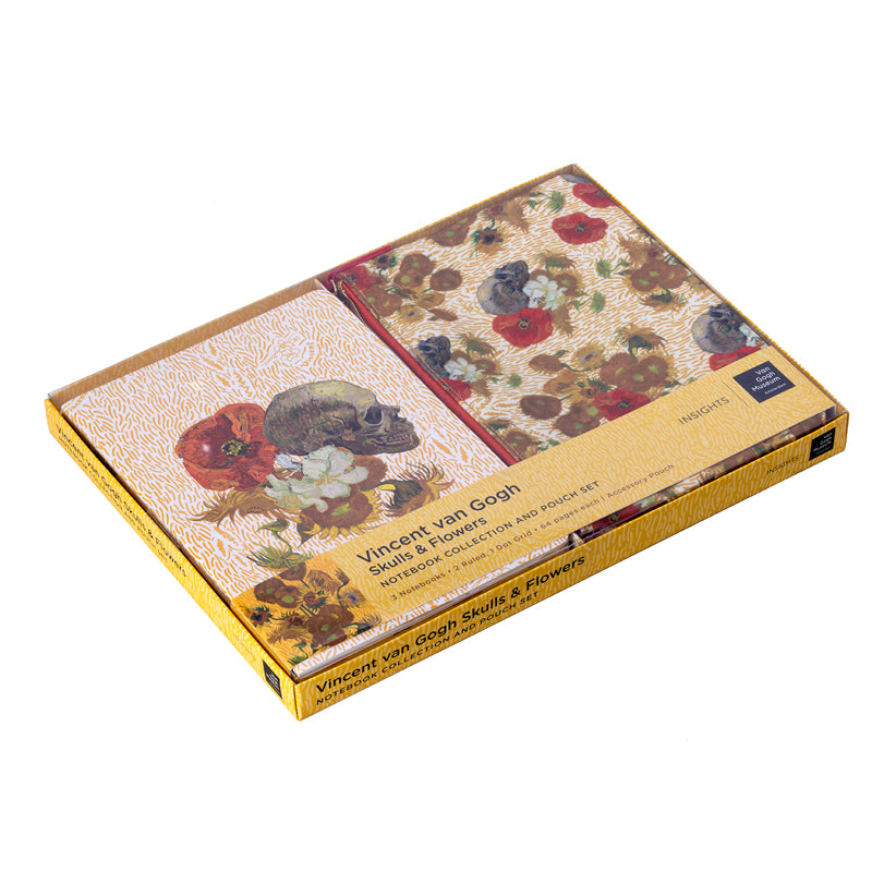 Van Gogh Skulls and Flowers Notebook and Pouch Set - Artistic Journal for Writing, Sketching & Travel - Perfect Gift for Art Lovers & Students