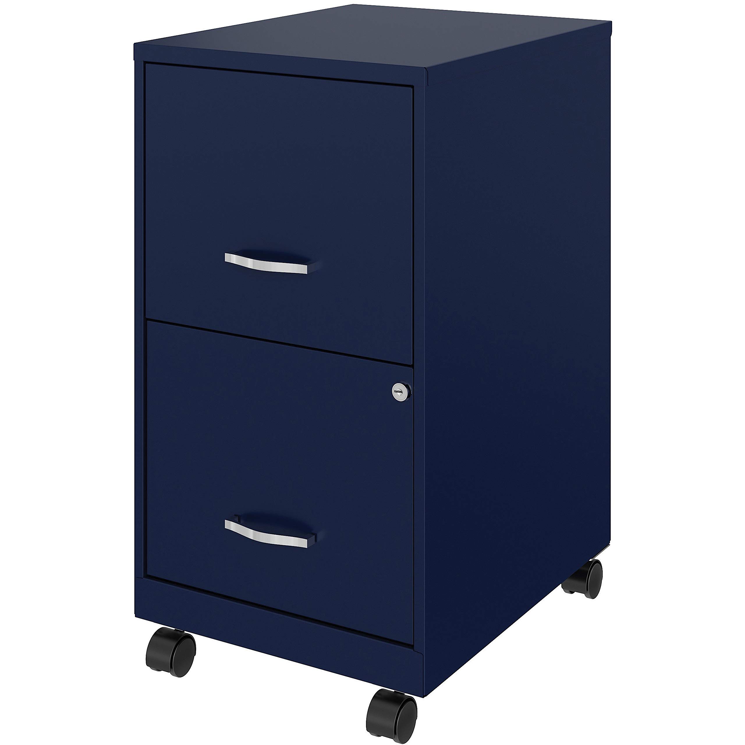 Lorell LYS SOHO Mobile File Cabinet - Navy Blue Office Storage Organizer for Home & Business Use
