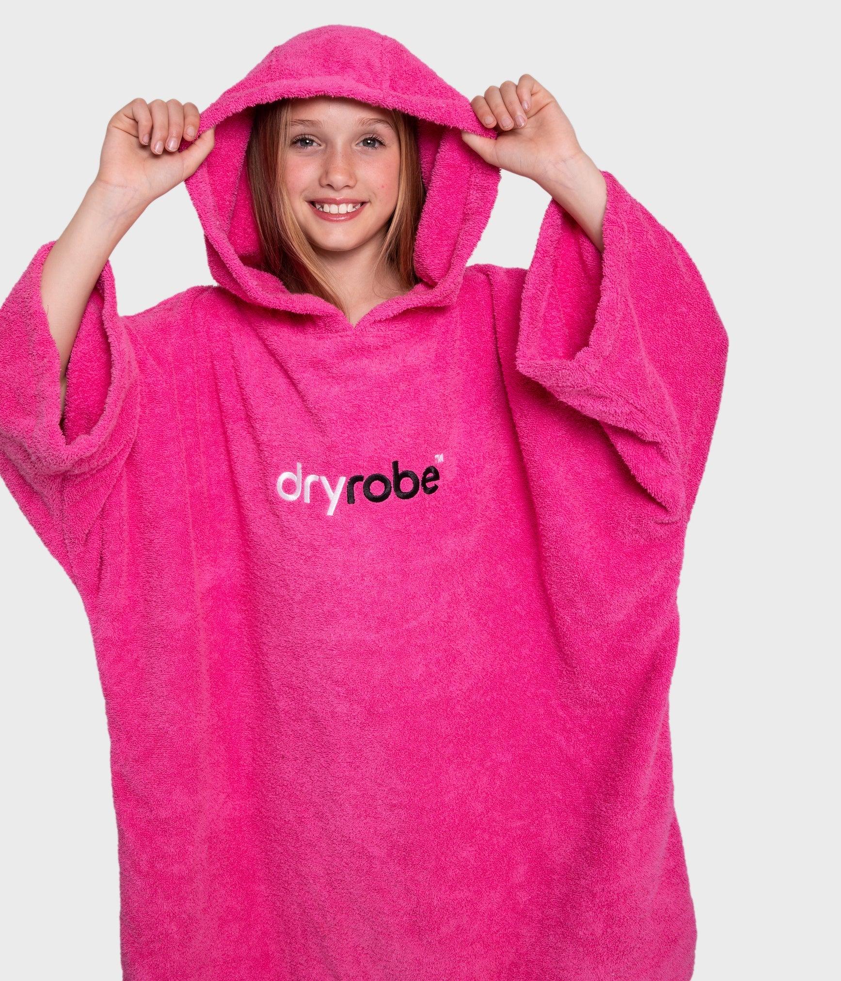 Dryrobe Kids Organic Cotton Towel Robe - Soft & Absorbent Hooded Bathrobe for Boys & Girls - Perfect for Beach, Pool & After-Swim Warmth