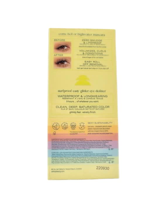 **Caliray Party Wave Volumizing Tubing Mascara & Surfproof Waterproof Eyeliner Pencil Gift Set - Black | Long-Lasting, Smudge-Proof Makeup for Parties, Swimming & Everyday Wear**