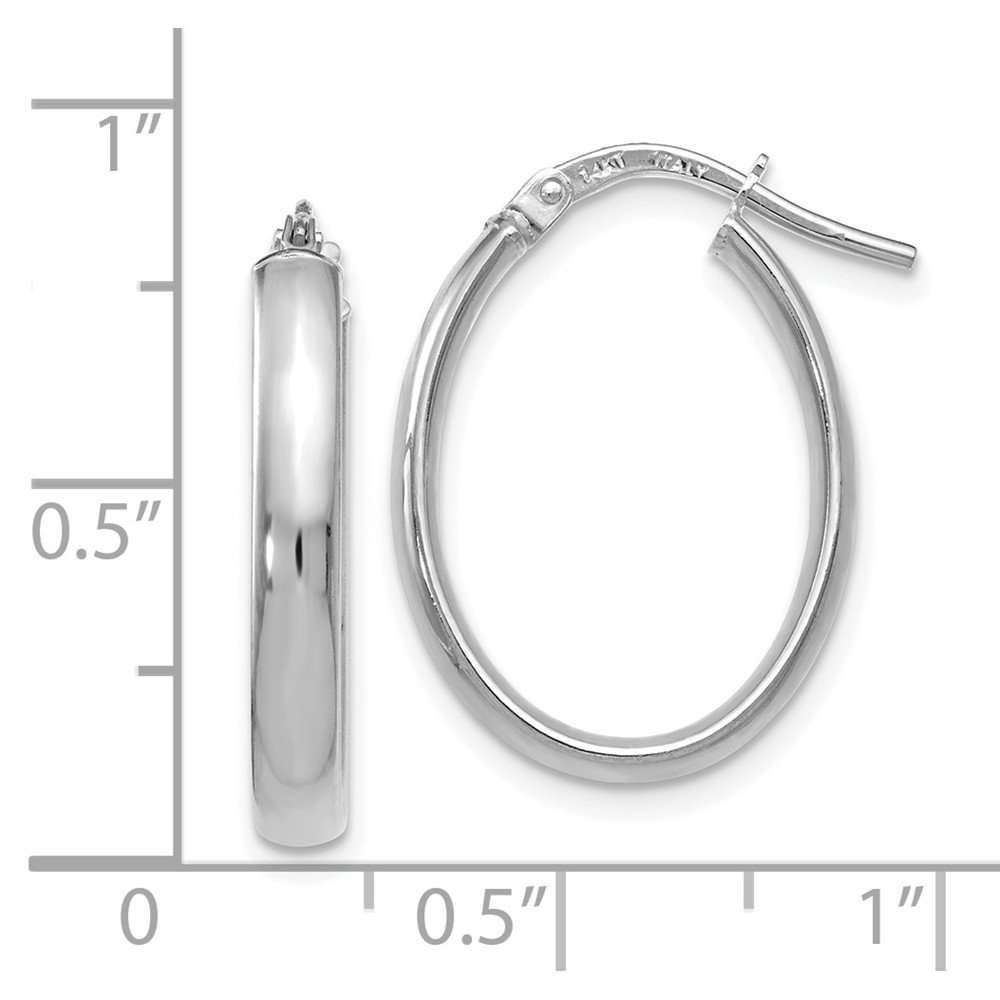 14k White Gold Polished Oval Hoop Earrings for Women - Elegant Everyday Jewelry for Work, Parties & Special Occasions | Jewels By Lux Leslie's