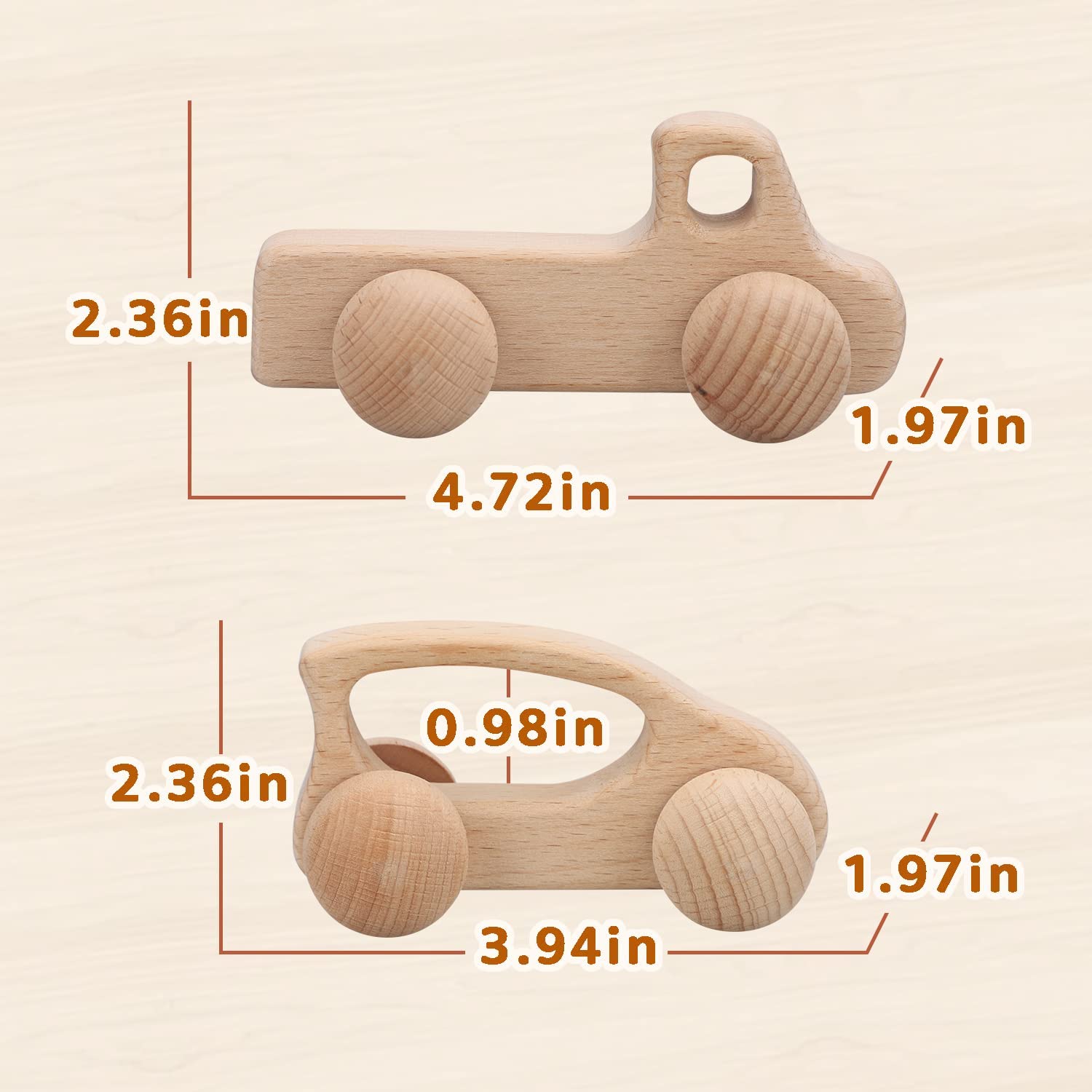 Montessori Wooden Toy Cars for Babies 0-12 Months - Safe Rattle Toys for Toddlers 1-3 Years | Natural Wood Baby Boy Gift for Birthday, Christmas & Nursery Decor | Educational Early Learning & Sensory Play Toys