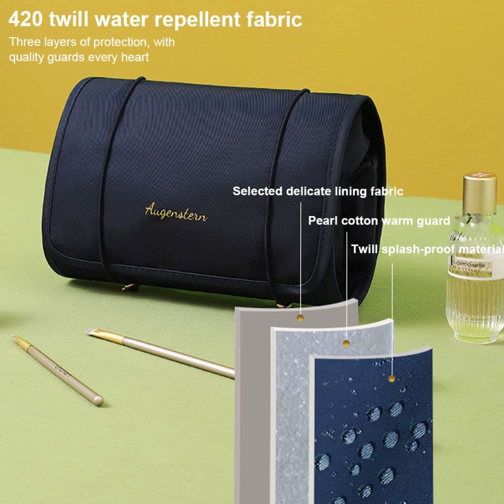 4-in-1 Foldable Waterproof Hanging Toiletry Bag - Travel Cosmetic Organizer for Makeup Brushes & Bathroom Essentials - Easy Clean Portable Storage (Blue) - Perfect for Camping, Gym & Business Trips