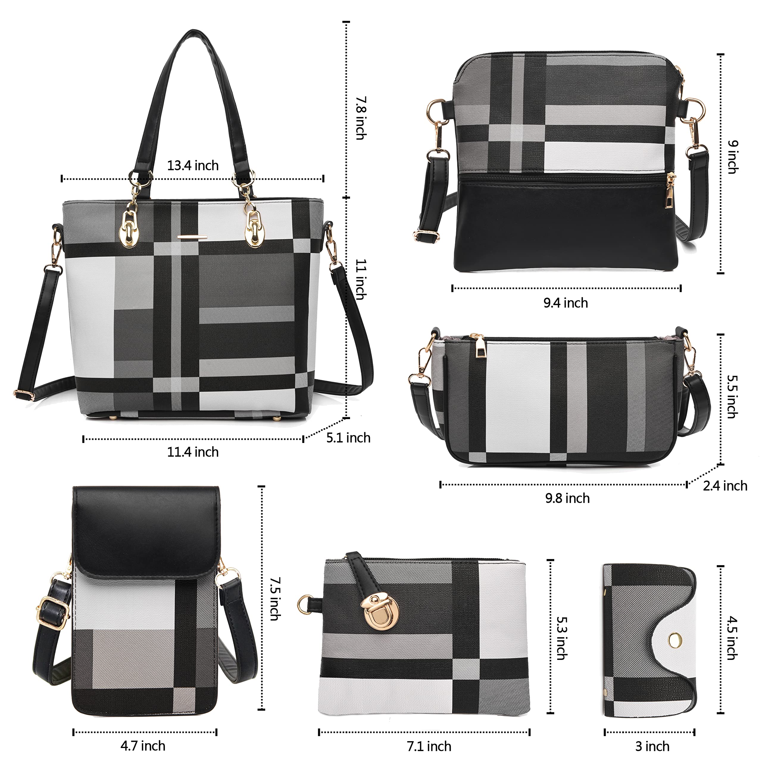 Stylish Women's Synthetic Leather Purse Set - 6-Piece Tote, Crossbody & Satchel Handbags for Work, Travel & Everyday Use | Fashionable & Durable Accessories