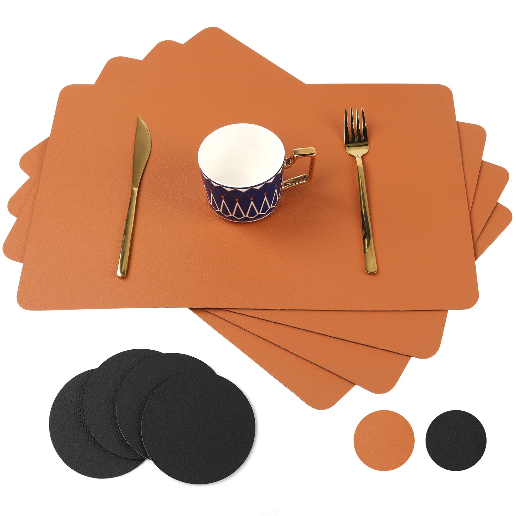 Sayopin 4-Pack Premium Leather Placemats - Heat Resistant, Waterproof & Stain Resistant Table Mats for Dining Table - Perfect for Everyday Meals, Dinner Parties & Home Decor
