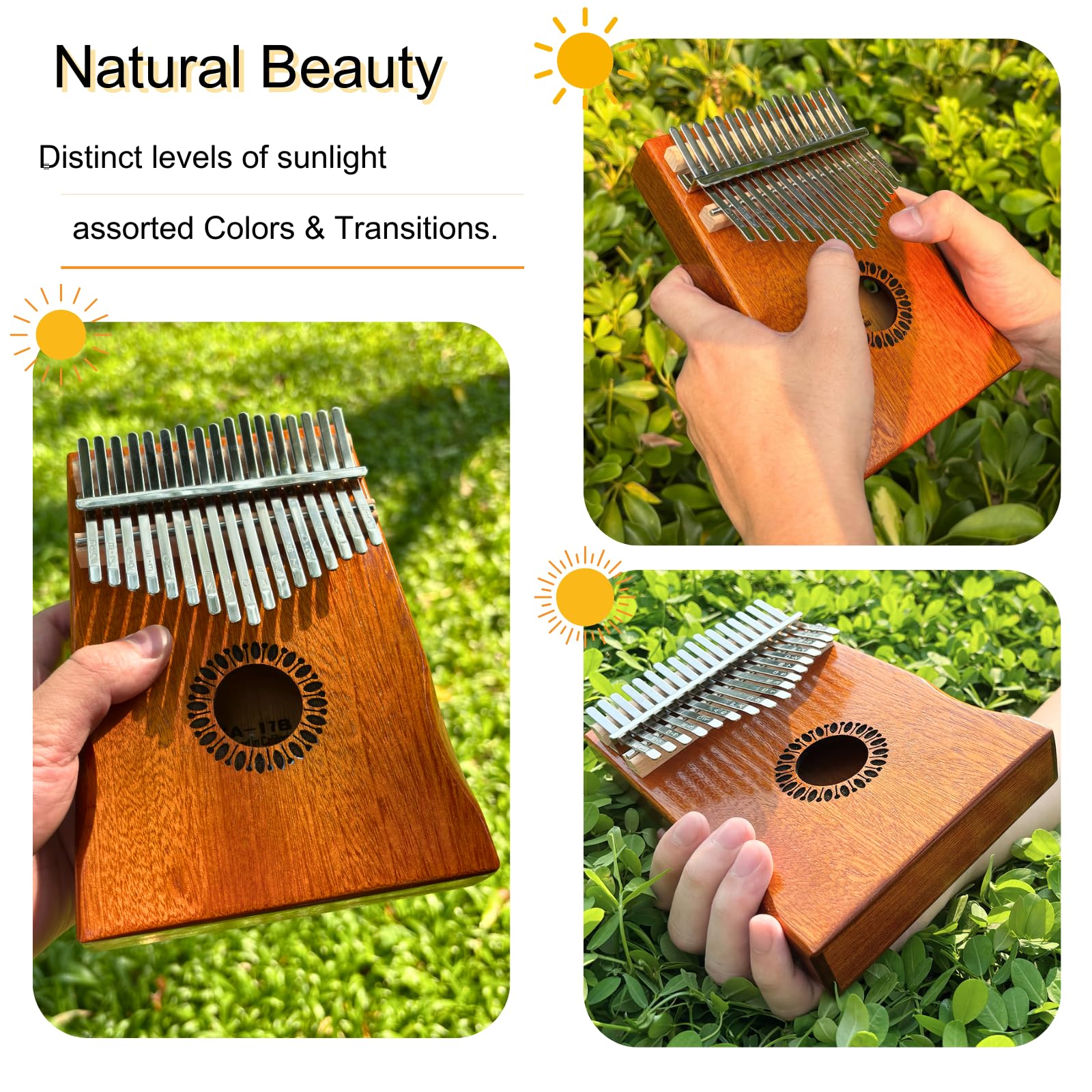 17 Key Kalimba Thumb Piano - Portable Wooden Mbira Finger Instrument for Beginners, Kids & Adults | Perfect for Relaxation, Music Therapy & Gift Giving
