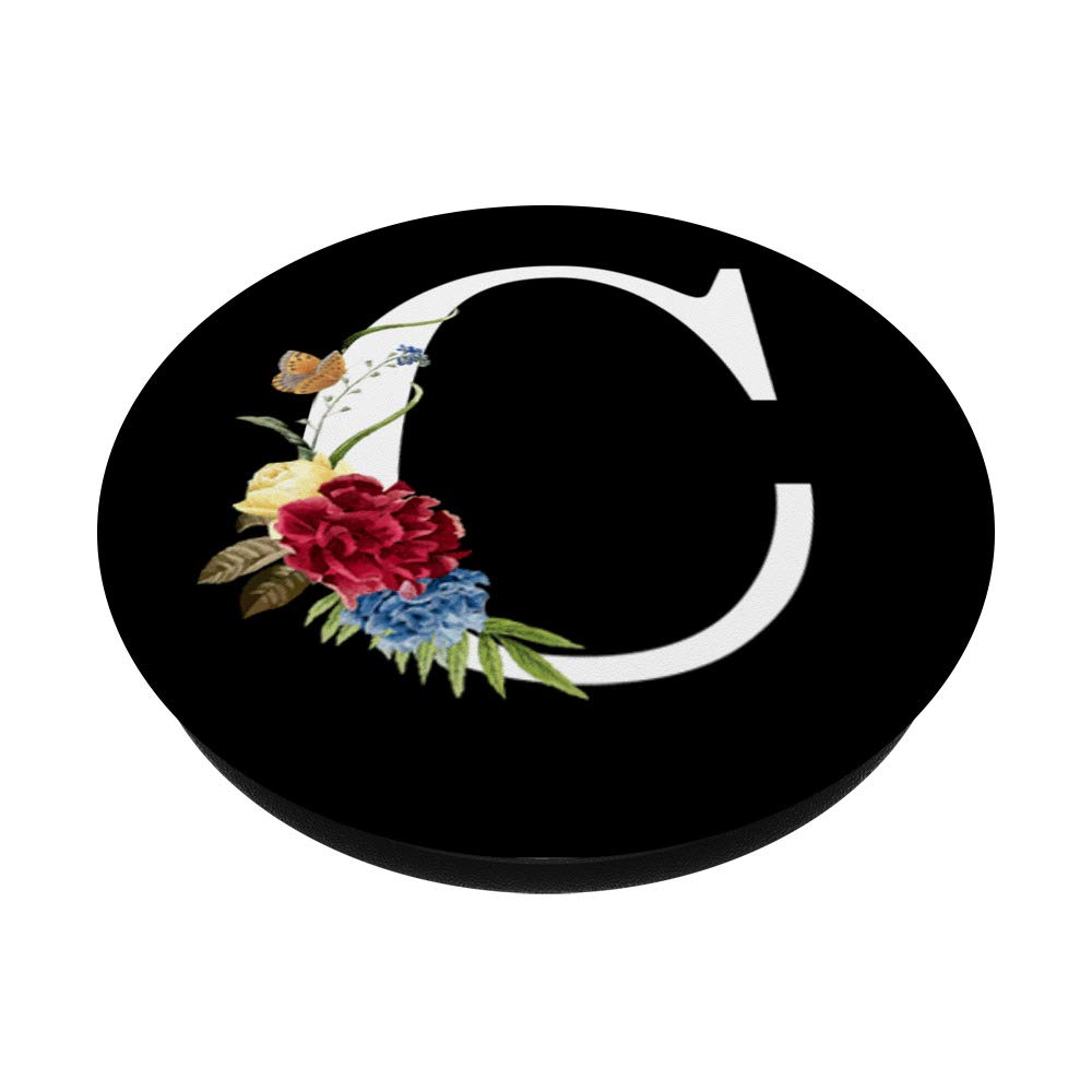 Floral Monogram Letter C PopSockets PopGrip - Swappable Phone Grip for iPhone, Samsung & Tablets - Perfect for Everyday Use, Travel & Selfies