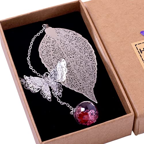 Leaf Silver - Pink Crystal Red Flower