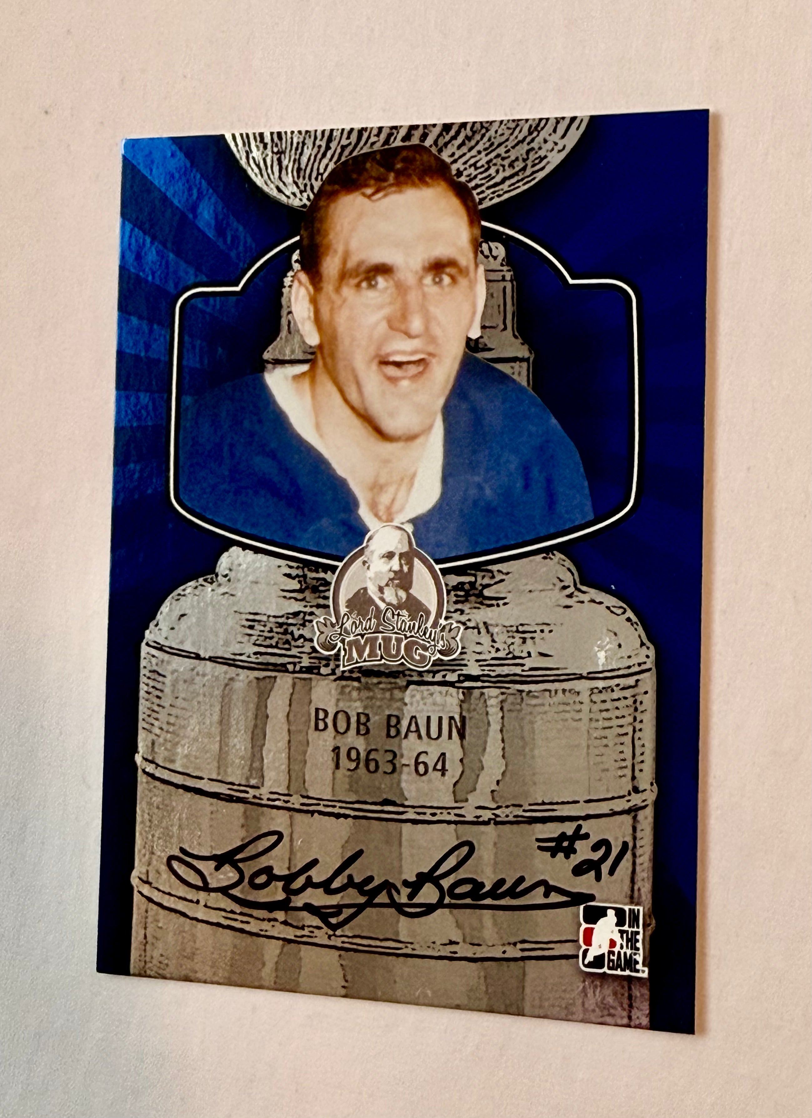 Bobby Baun Autographed Hockey Legend Insert Card with COA on Back - Perfect for NHL Collectors, Sports Memorabilia Displays & Hockey Fan Gifts