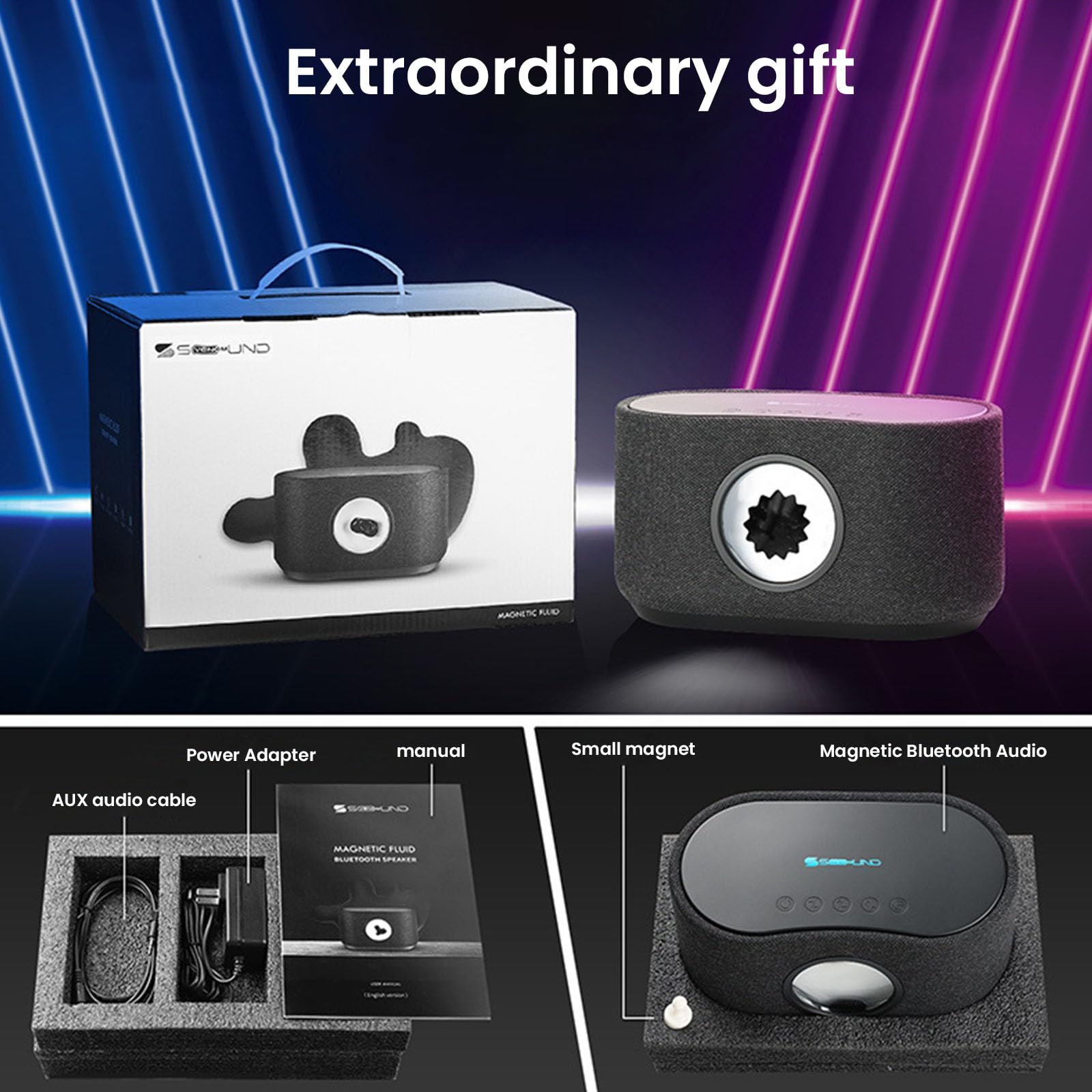 GIVOKE 15W Wireless Bluetooth Speaker with Ferrofluid Dancing Light & Phone Charger - 3 Modes Magnetic Liquid Toy, Desktop Decor for Home/Office/Party (Black) | Perfect for Music Lovers & Tech Enthusiasts