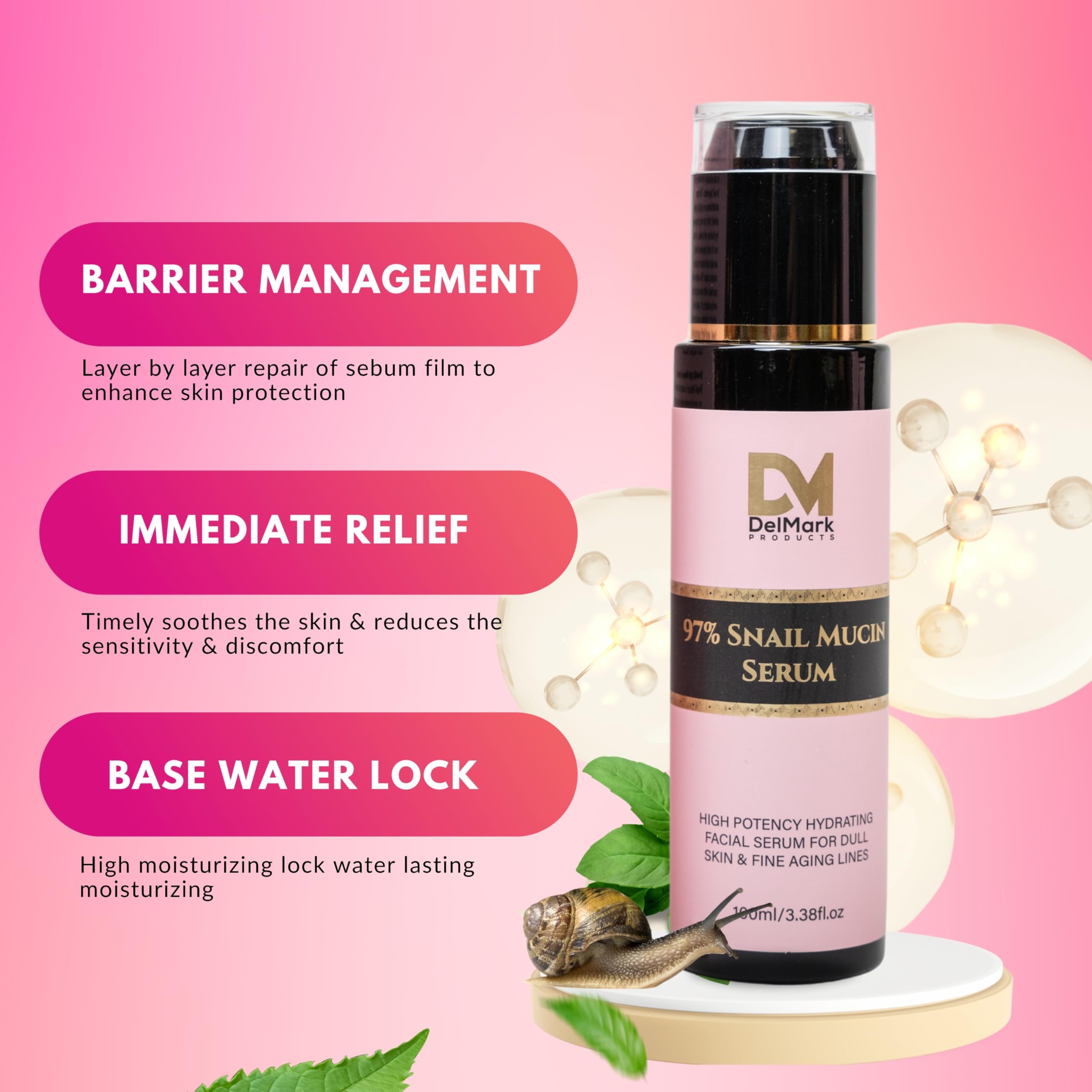 Snail Mucin Serum 100ml - 97% Snail Filtrate & Hyaluronic Acid for Hydrating & Repairing Skin - Korean Skincare for Face, Eye & Neck - Perfect for Night Routine