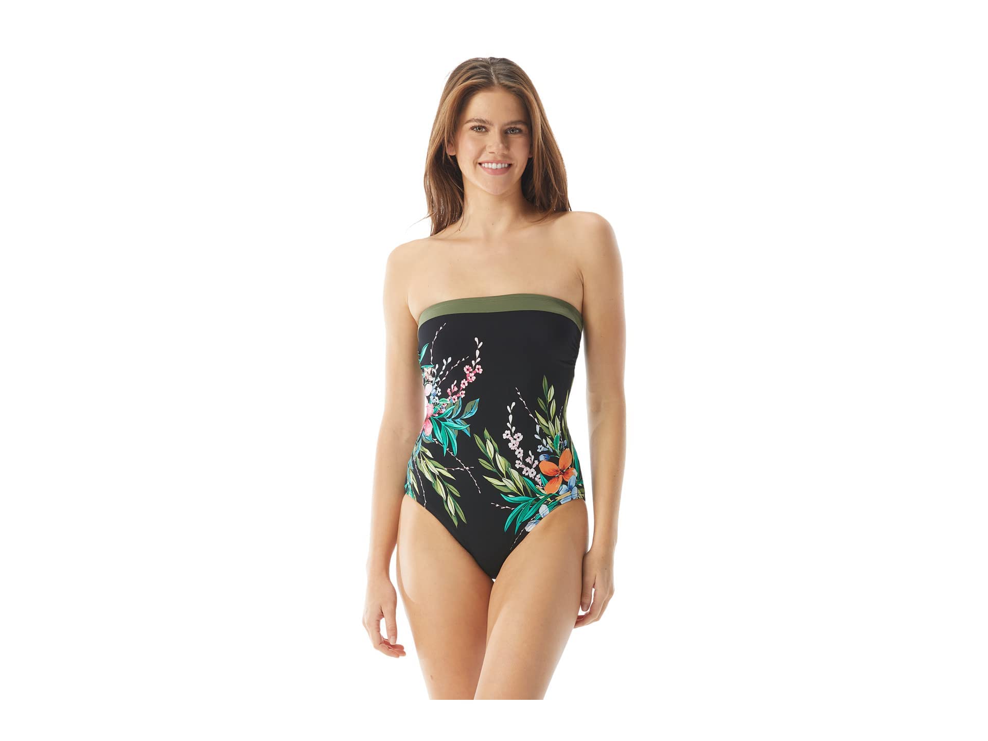 Vince Camuto Pacific Grove Bandeau One-Piece Swimsuit | Women's Solid Color Monokini Bathing Suit | Perfect for Beach Vacation, Pool Party & Summer Getaways