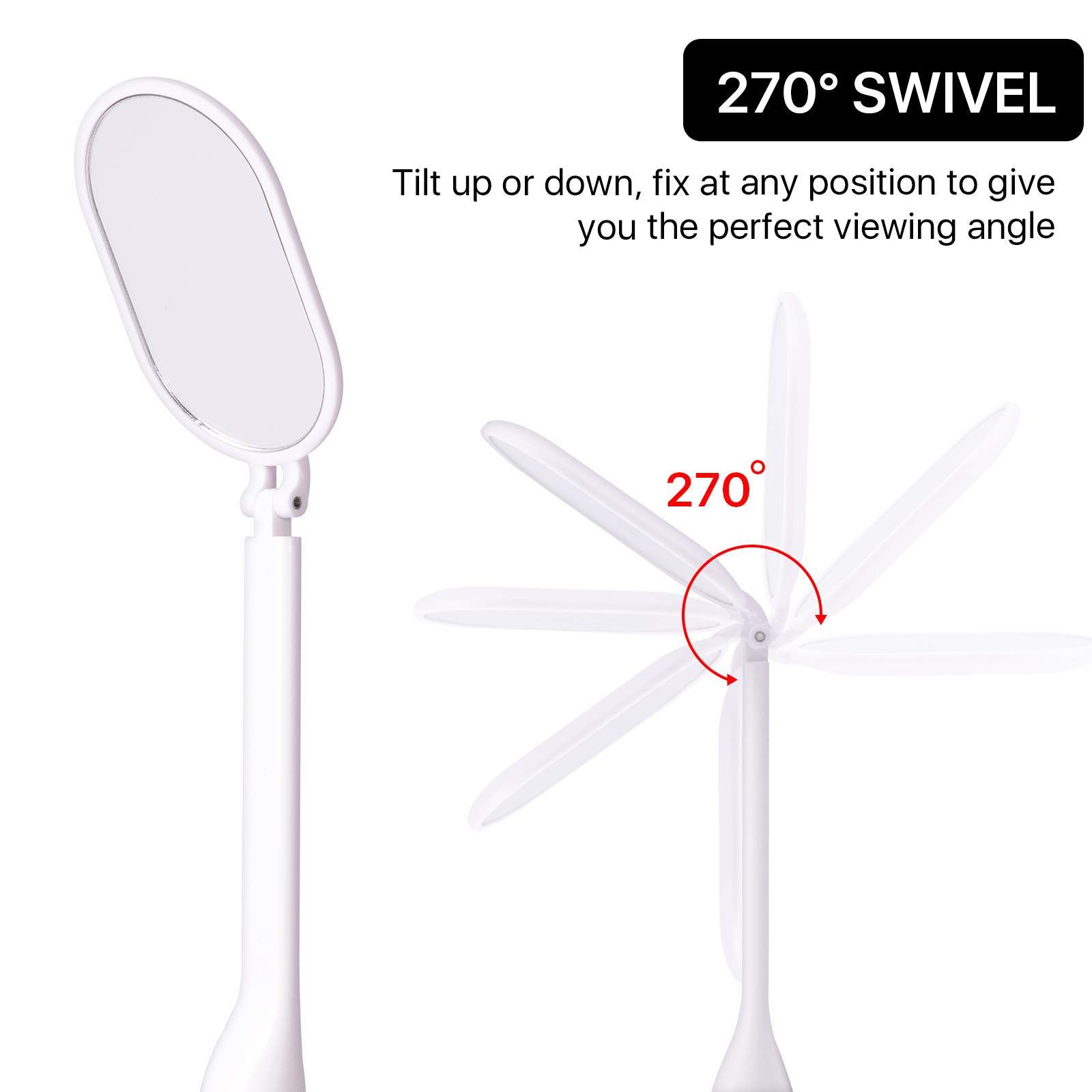 270° Rotating Foldable Lash Extension Mirror - Lightweight Portable Makeup Mirror for Eyelash Artists & Home Use (White) | Perfect for Salon, Travel & DIY Beauty