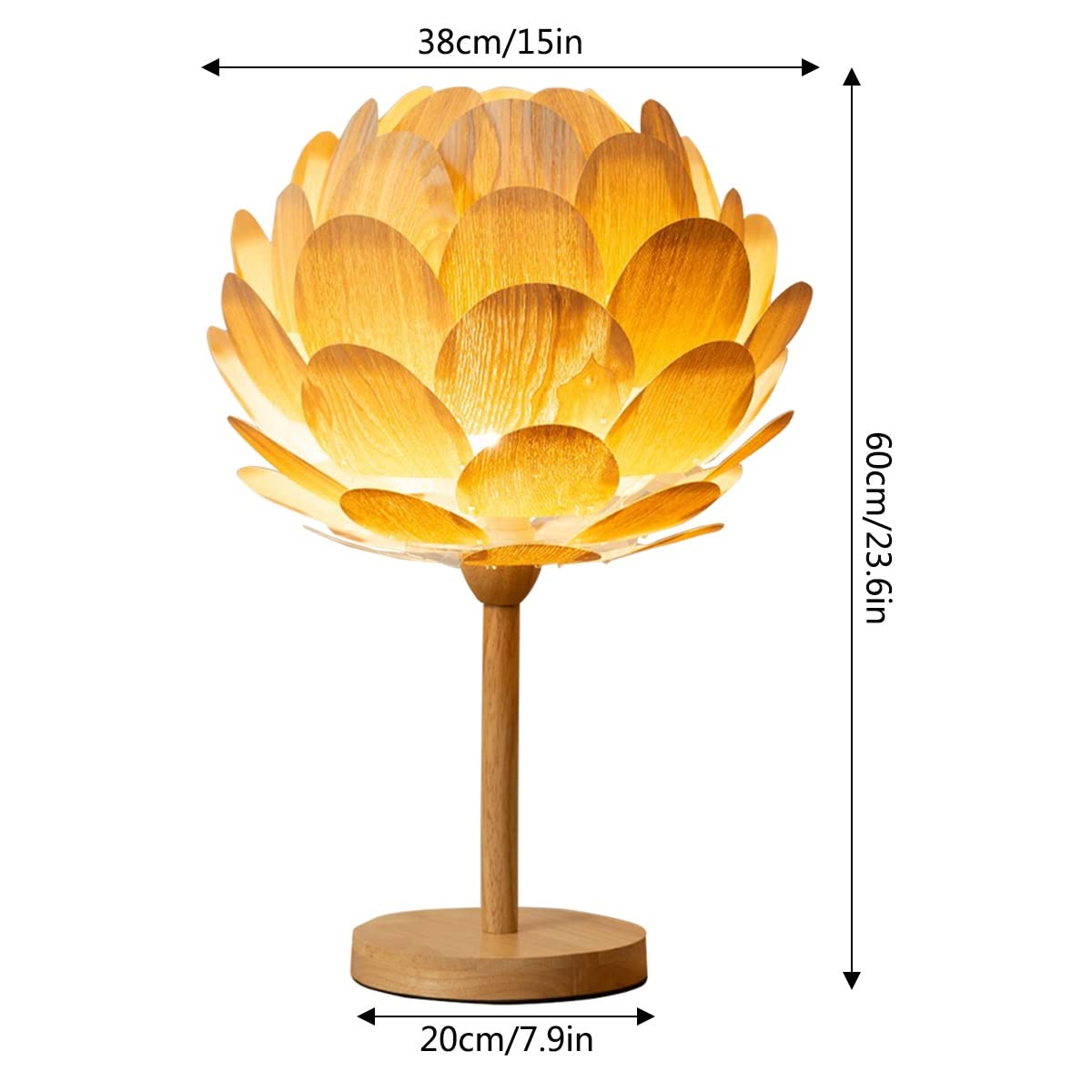Handmade Japanese Rattan Wood Table Lamp - Bohemian Lotus Flower Bedside Light for Bedroom, Study & Reading | Home Decor with Power Switch Button | Perfect for Cozy Nights & Relaxing Ambiance