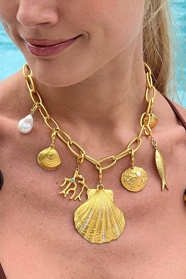 Elegant Shell Pearl Necklace for Women - Summer Beach Jewelry Gift for Her - Perfect for Vacations, Weddings & Boho Fashion