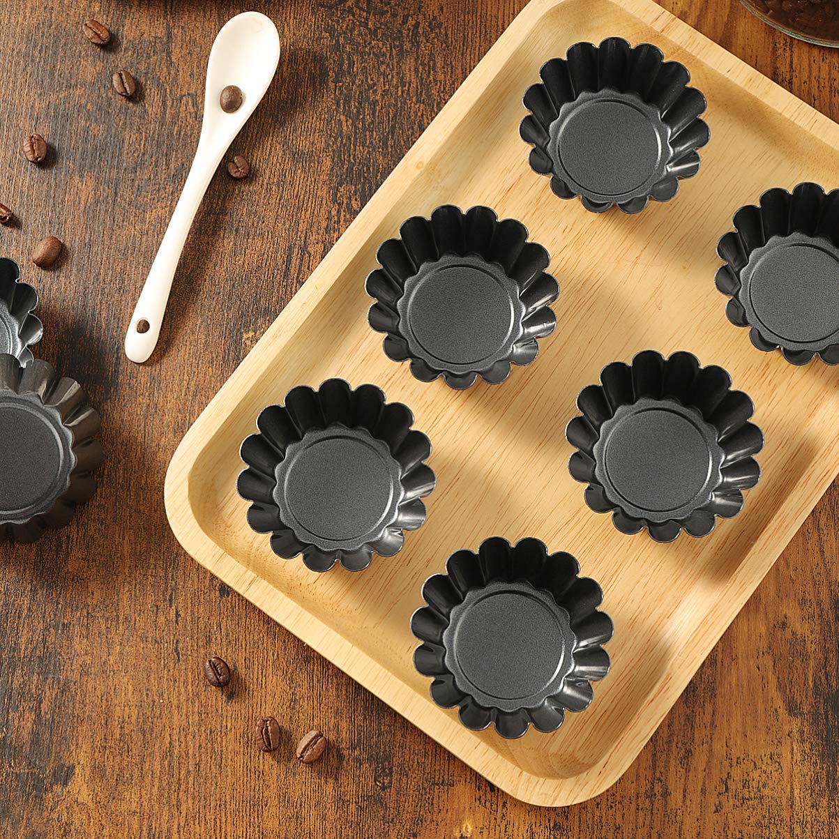 Healeved 12-Pack 2.6 x 0.9 Inch Mini Tart Pans - Nonstick Baking Cups for Egg Tarts, Pies, Quiche, Muffins & Cookies - Perfect for Home Baking, Dessert Making & Party Treats
