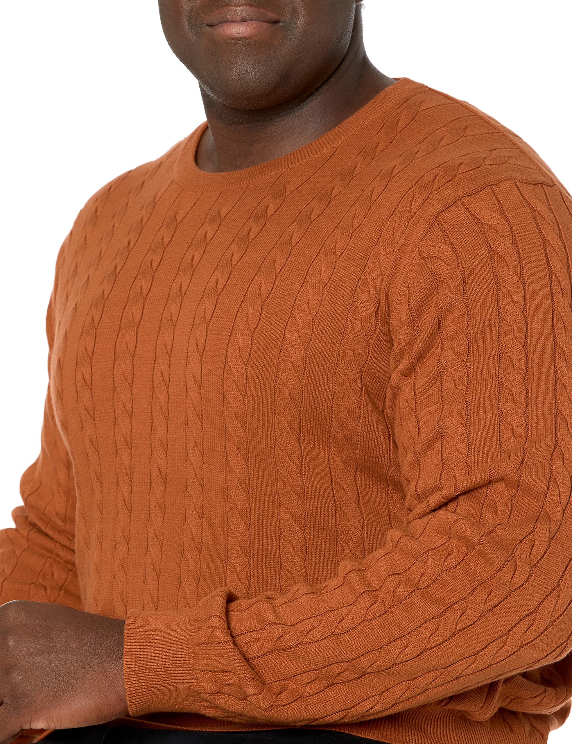 Amazon Essentials Men's Crewneck Cable Knit Cotton Sweater - Soft & Comfortable Winter Pullover for Casual Wear & Office Outfits