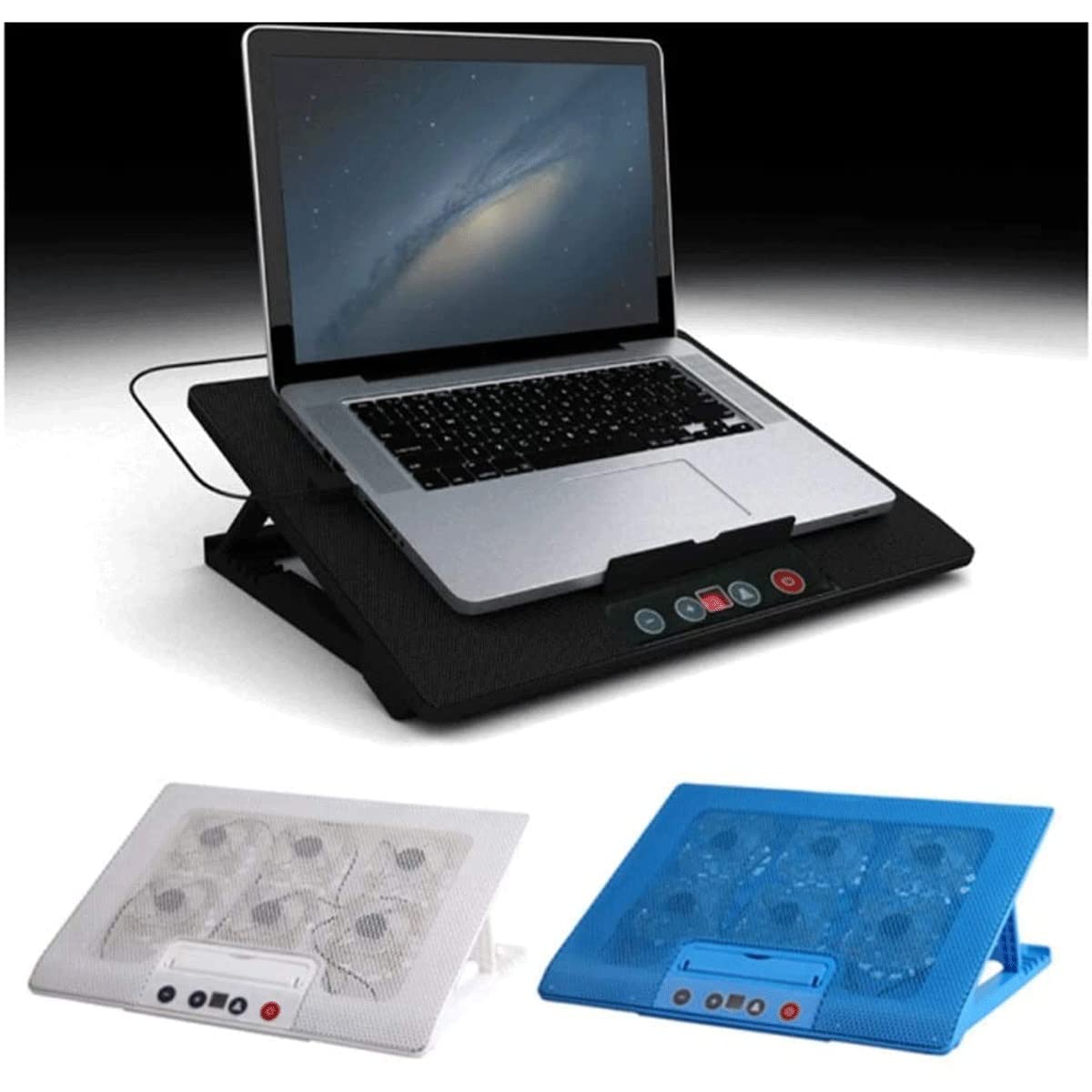 6-Fan USB Laptop Cooling Pad with Adjustable Stand for 17-inch Notebooks | Blue | Perfect for Gaming, Office Work & Overheating Prevention