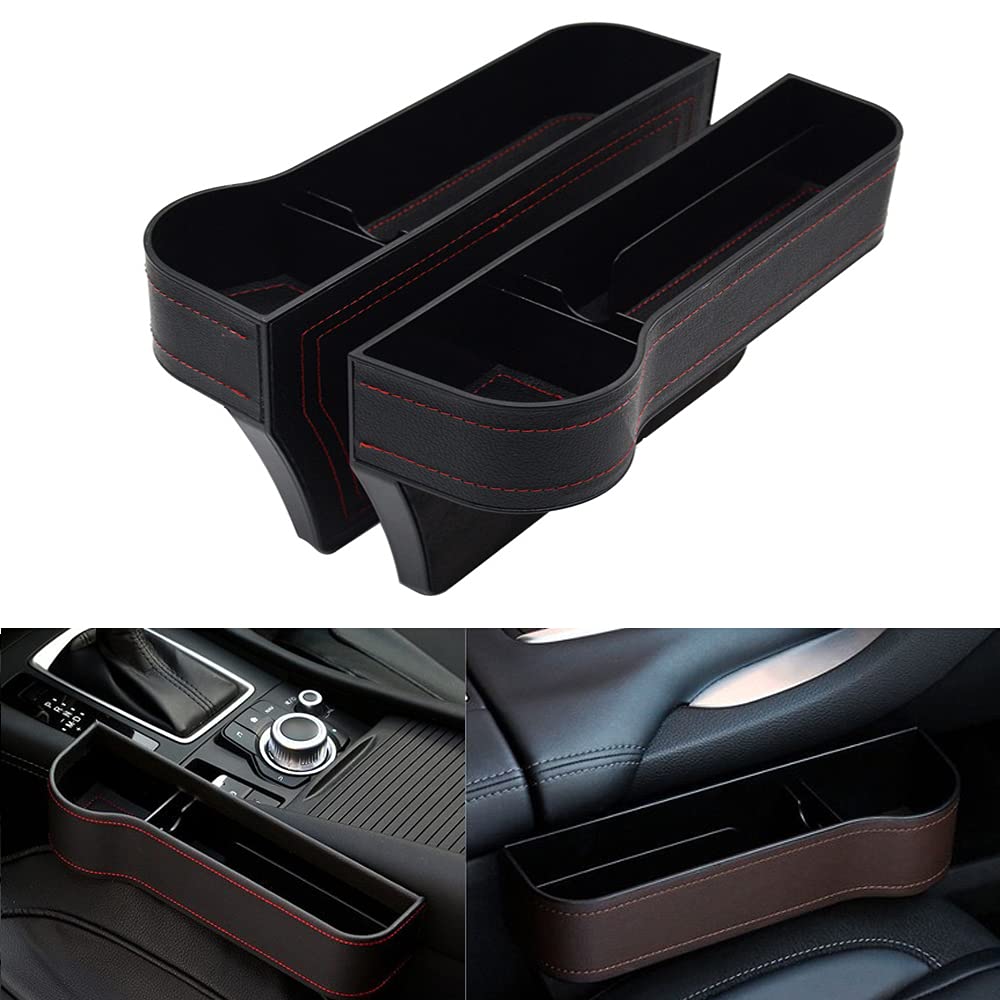 2 Pack Car Seat Gap Organizer - Storage Box & Slit Filler Holder for Phone, Wallet, Keys - Universal Car Accessories for Sedans, SUVs & Trucks (Perfect for Road Trips & Daily Commute)