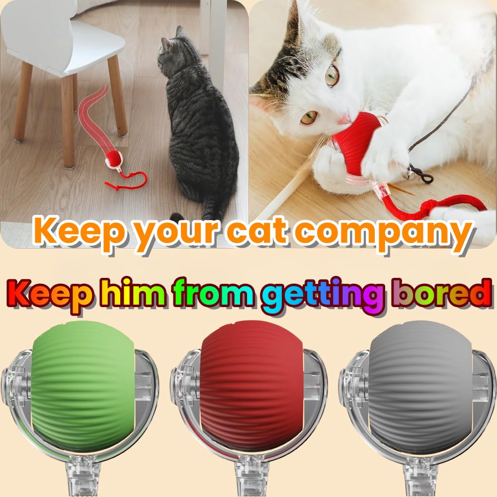 2025 New Interactive Rolling Cat Ball - 360° Smart Rotating Electric Toy for Cats & Kittens - Automatic Moving Ball for Play & Exercise (Green) - Perfect for Indoor Play & Pet Entertainment