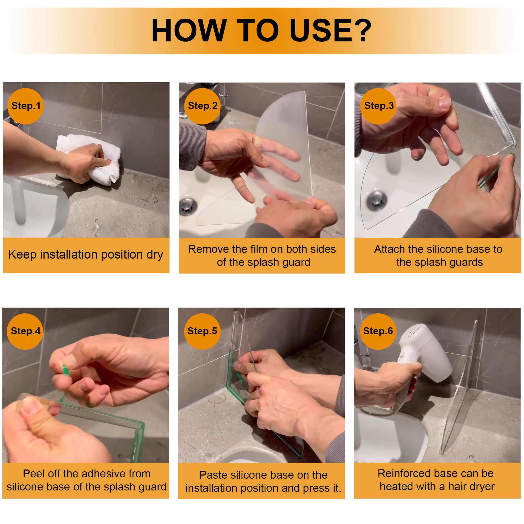 UIOCSSC 2-Pack Silicone Shower Splash Guard - Self-Adhesive Waterproof Bathtub Water Barrier for Bathroom & Kids Bath Time | Prevents Water Leakage & Protects Floors