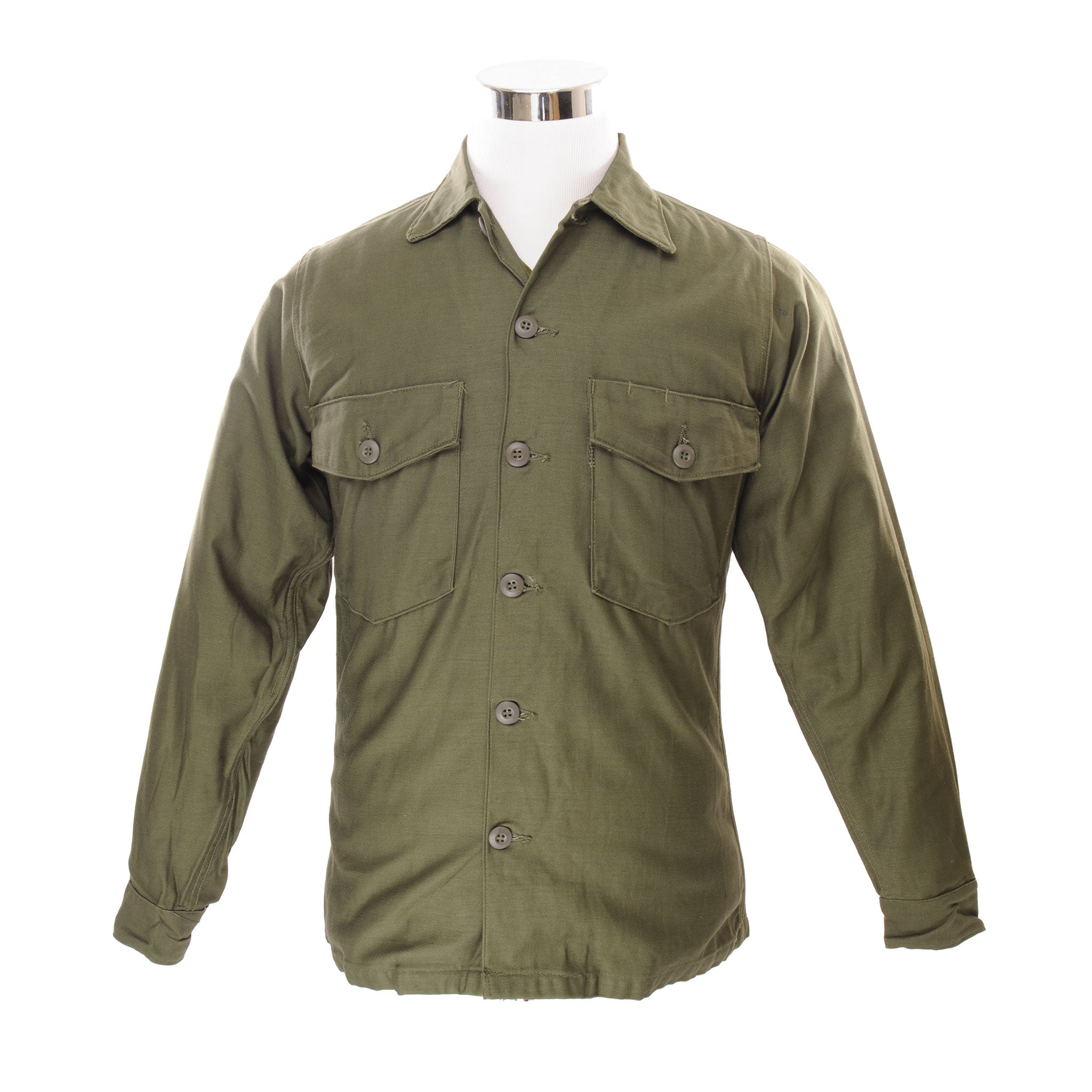 Vintage US Army Sateen Utility Shirt P64 Vietnam War Era - Size 14.5 x 33 - New Old Stock (NOS) - Military Collectible & Reenactment Gear