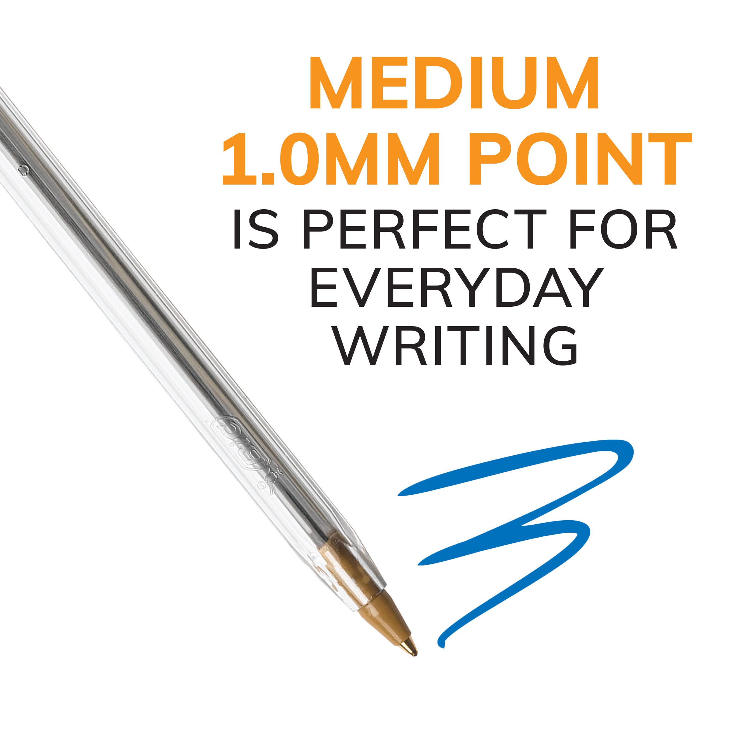 BIC Cristal Xtra Smooth Blue Ballpoint Pens - Medium Point 1.0mm (12-Pack) - Extra Smooth Writing for Office, School & Everyday Use - Reliable Ballpoint Pens for Notes, Journaling & Documents