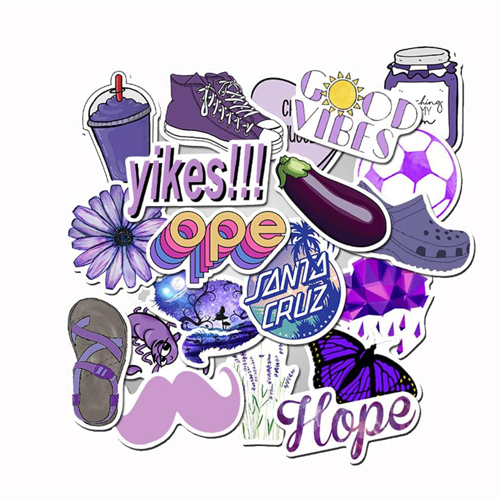 50 PCS Cute Purple Aesthetic Stickers for Girls - Waterproof Vinyl Decals for Water Bottles, Laptops, Phones - Perfect for Teens & Kids DIY Crafts, School Supplies, and Room Decor