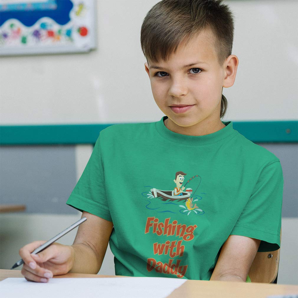 Funny Toddler Fishing T-Shirt - 'Fishing with Daddy' Cotton Tee for Boys & Girls - Fisherman Fish Hook Design in Kelly Green (Size 3T) - Perfect for Outdoor Adventures & Family Fishing Trips