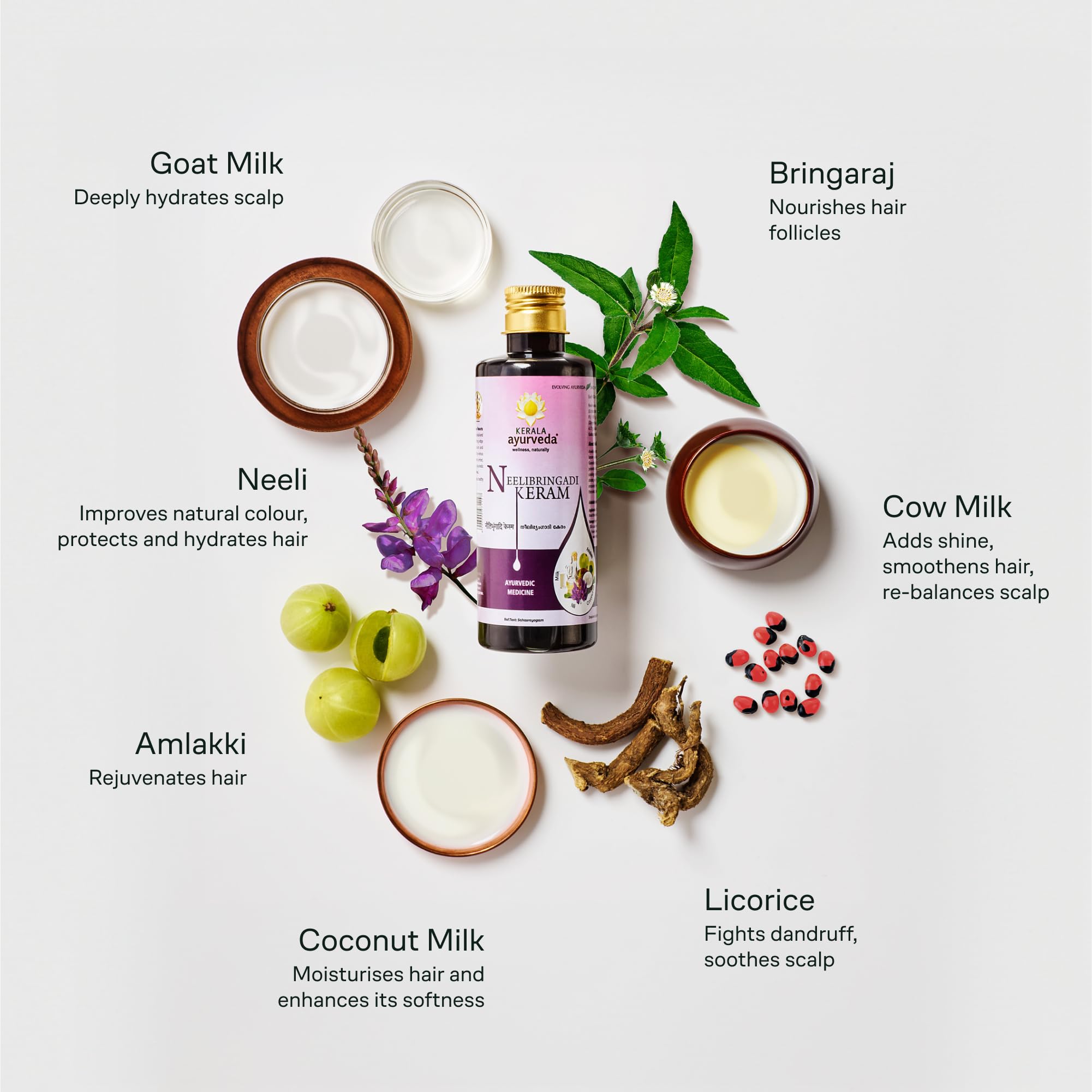 Neelibringadi Keram Ayurvedic Hair Oil - Triple Care Formula for Hair Fall, Dandruff & Growth | Scalp Rebalancing Treatment for Strong, Shiny Hair | Nourishes Hair Follicles | 200ml Bottle | Perfect for Daily Hair Care & Scalp Massage