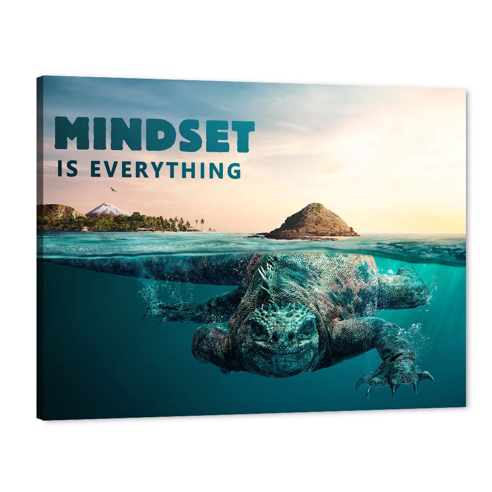 Motivational Canvas Wall Art for Office & Home - Inspirational Mindset Quotes Framed Print (32x48 Inches) - Perfect for Office Decor, Gym Wall Art & Living Room Motivation