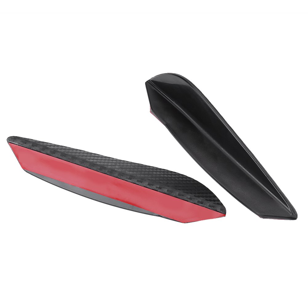 Universal ABS Carbon Fiber Front Bumper Lip Spoiler Kit - 4Pcs Car Bumper Fins & Canards Trim for Enhanced Aerodynamics - Perfect for Sports Cars, Tuner Vehicles & Performance Upgrades