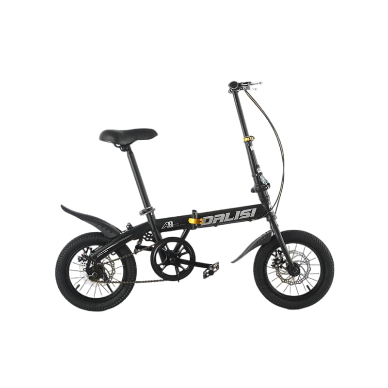 14 Inch Folding Bike for Adults - Lightweight & Portable Unisex Commuter Bicycle in Black - Perfect for Urban Commuting, Travel & Storage