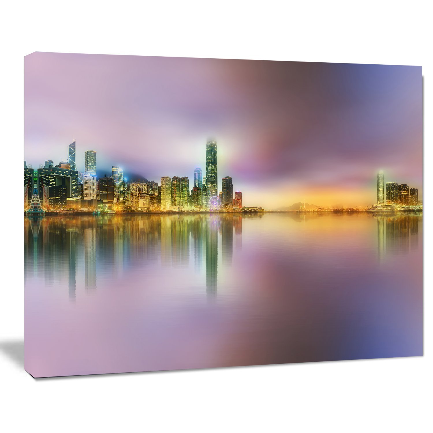 Hong Kong Twilight Skyline Panoramic Photo - Stunning Cityscape Canvas Print for Home & Office Wall Decor