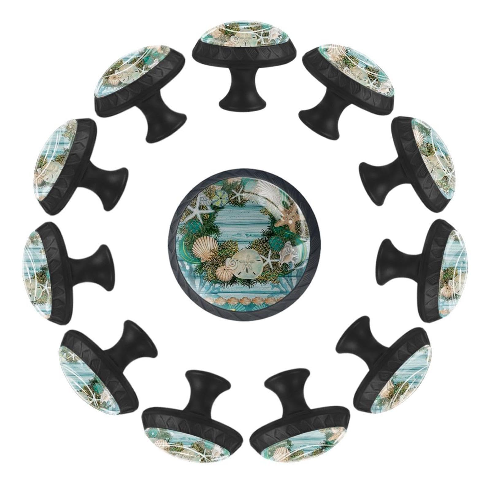 GIAPB 12Pcs Cabinet Handles & Knobs - Modern Drawer Pulls for Kitchen Cabinets & Dressers - Floral Summer Wreath Design - Perfect for Home Renovation & DIY Furniture Upgrade