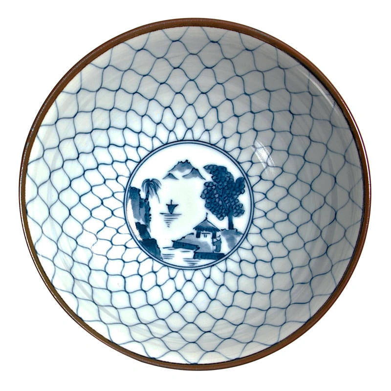 Miya Sansui Ceramic Landscape Bowl - 7x3.5 Inches, Handcrafted Decorative Serving Bowl for Fruits, Salads & Centerpieces | Perfect for Dining Table, Kitchen Decor & Gift Giving