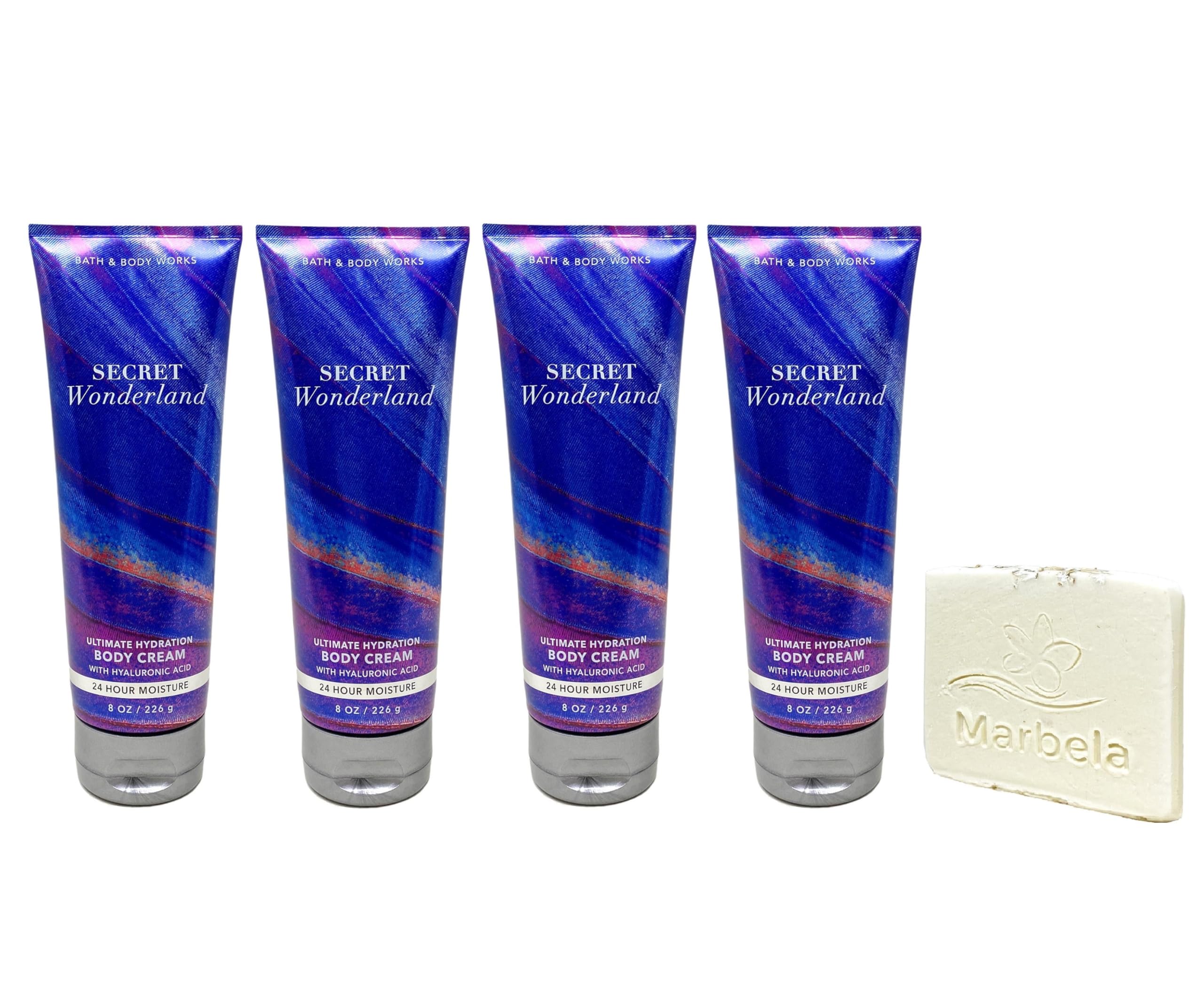 Bath & Body Works Secret Wonderland 4-Pack Body Cream Set with Free Natural Oats Soap Sample | Moisturizing Lotion Gift Set for Women, Dry Skin Care & Daily Hydration | Perfect for Spa Days, Self-Care Routines & Holiday Gifting
