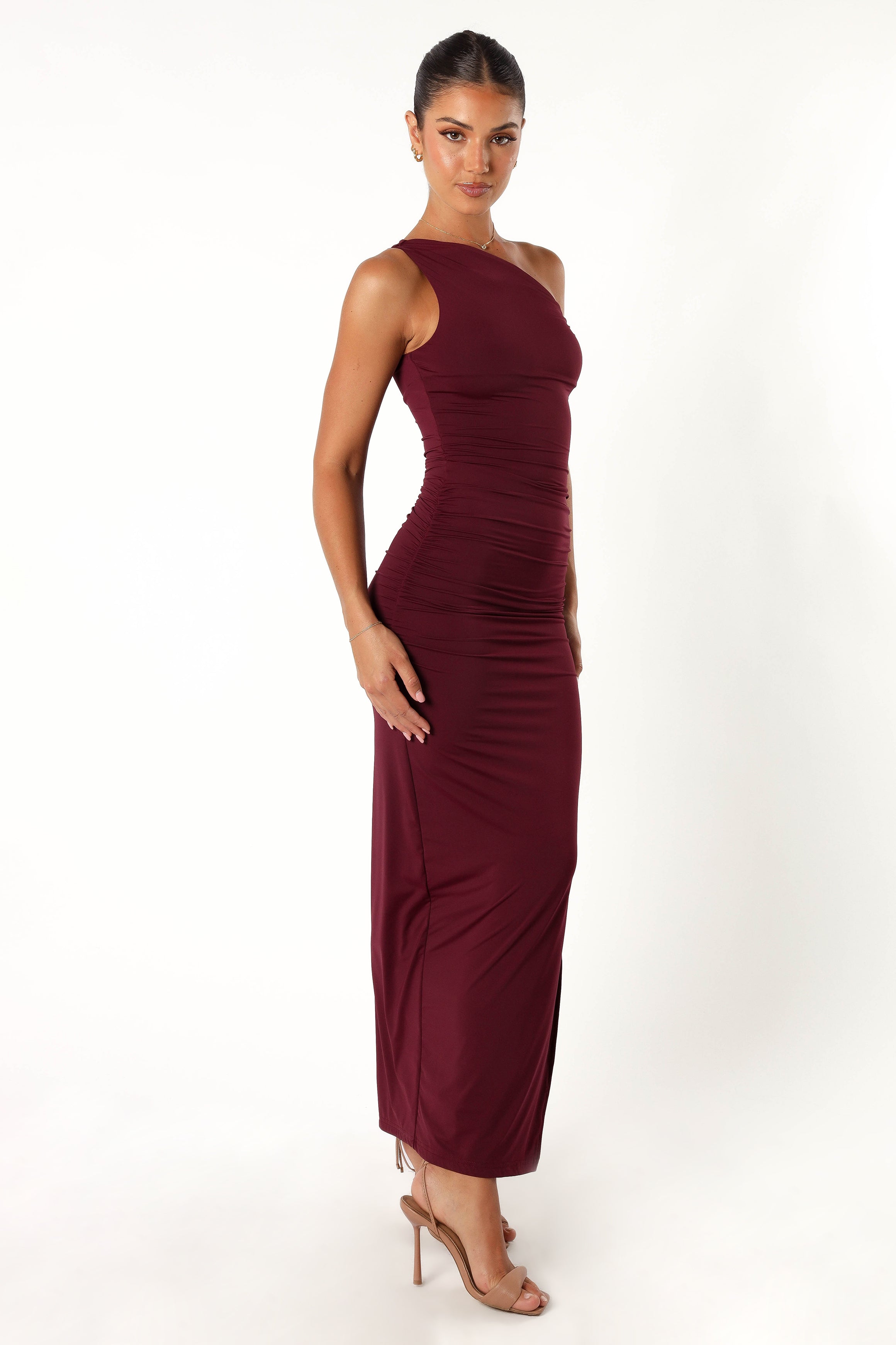 Karmina Women's Midi Dress in Merlot Wine Color - Elegant A-Line Flowy Dress for Casual Outings, Date Nights & Special Occasions